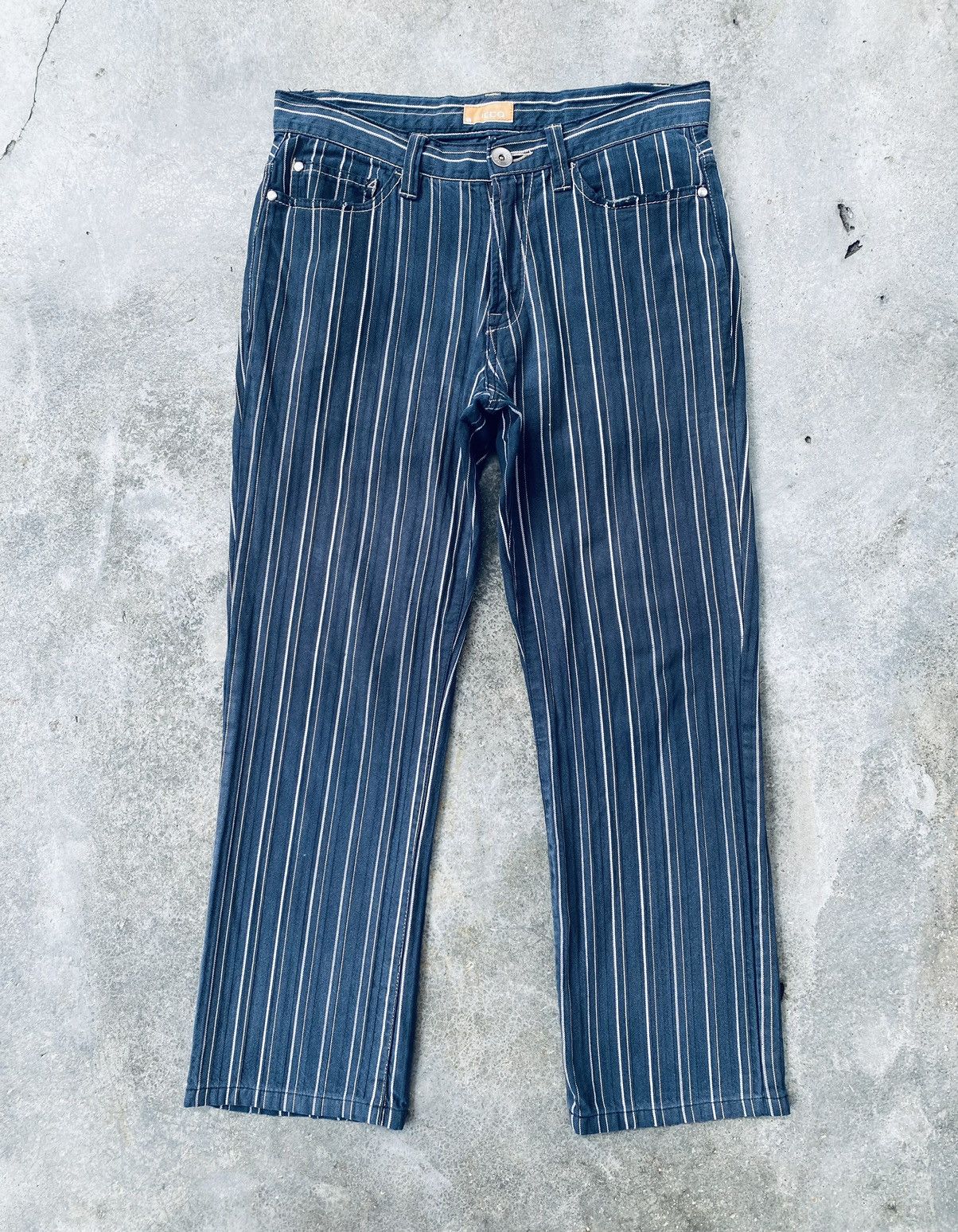 Vintage Vintage Ikka Herringbone Striped Distressed Pants Size US 30 / EU 46 - 1 Thumbnail