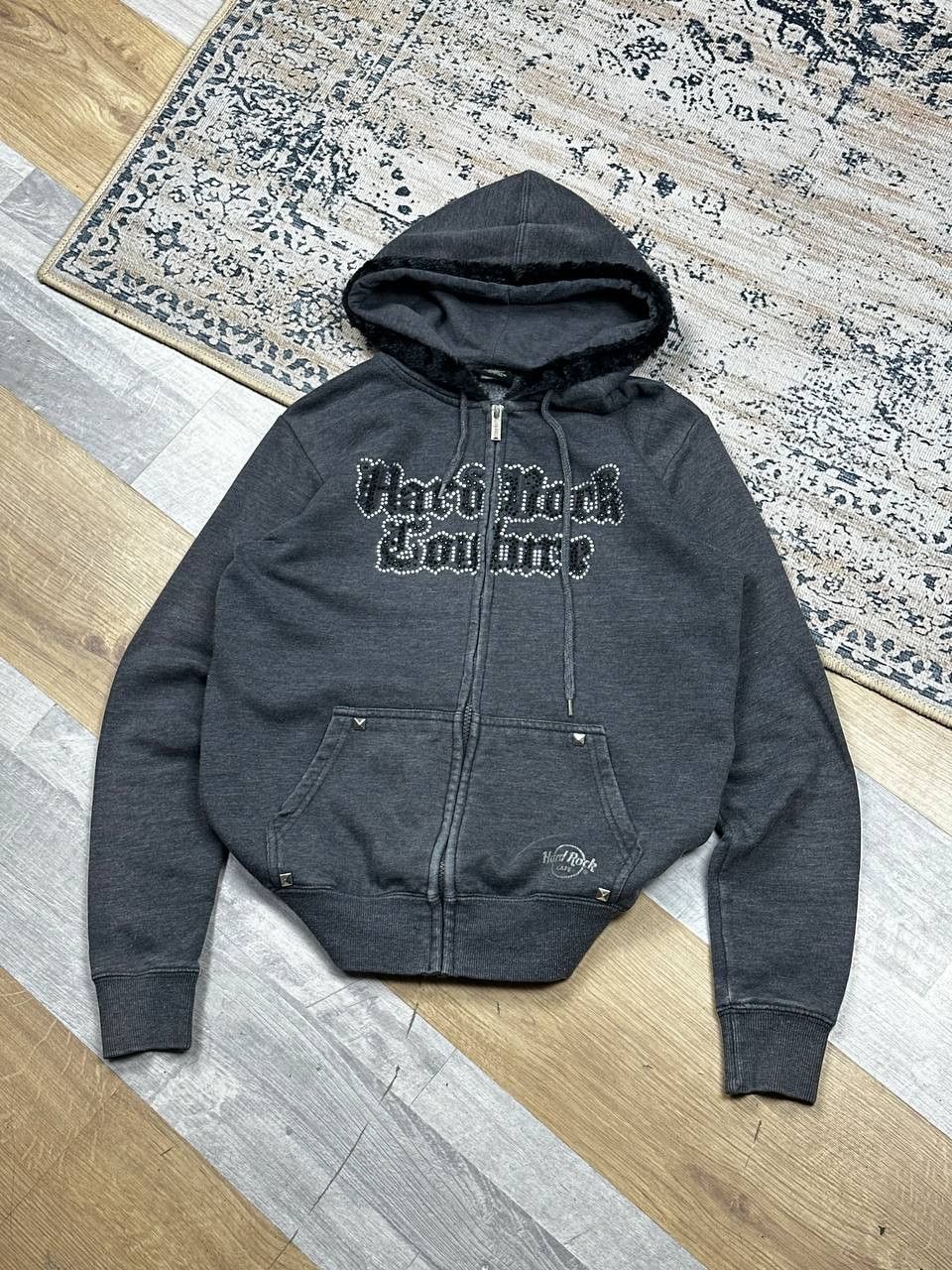 Hard Rock Cafe Vintage 90s Hard Rock Couture Y2K Fur Hoodie Size M / US 6-8 / IT 42-44 - 1 Thumbnail