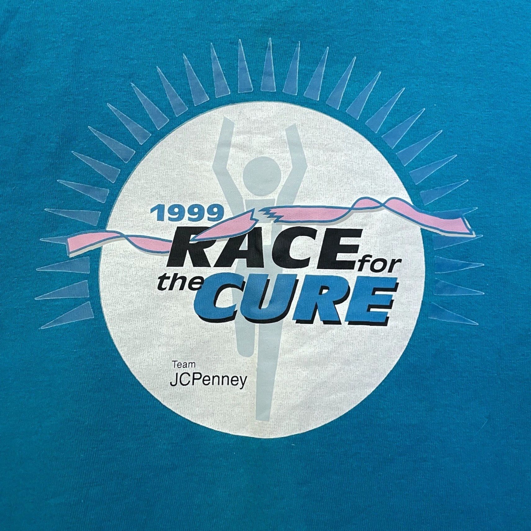 JCPenney VINTAGE JCPenney Shirt Mens XL Blue Race The Cure TShirt Size US XL / EU 56 / 4 - 4 Thumbnail