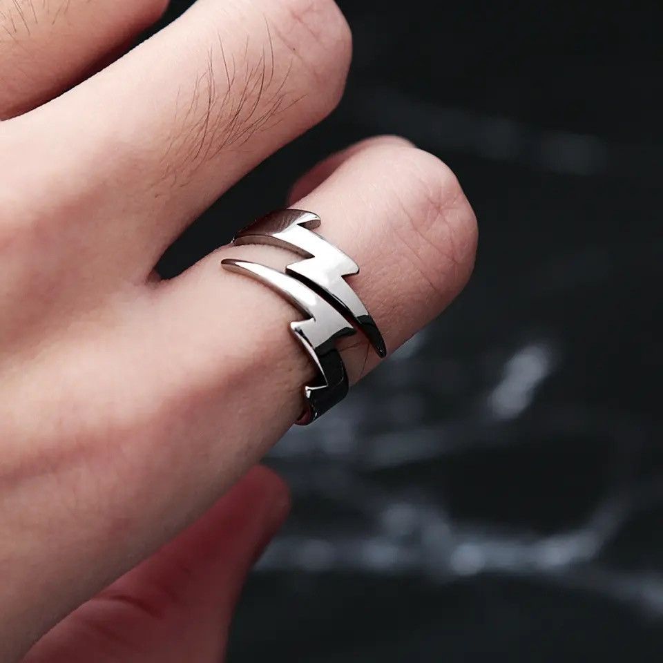 Jewelry × Vintage Lightning Bolt Ring Retro Adjustable Size ONE SIZE - 5 Thumbnail