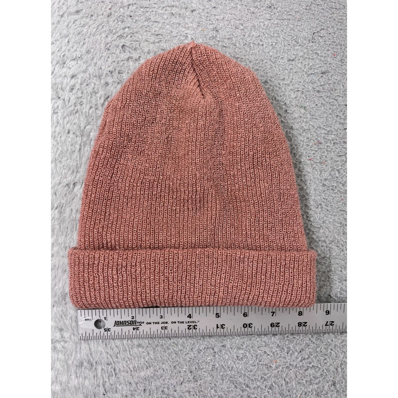 Vintage David and Young Beanie Toque Adult One Size Pink Knit Metallic Blend Sparkly Ski Solid Size ONE SIZE - 3 Thumbnail
