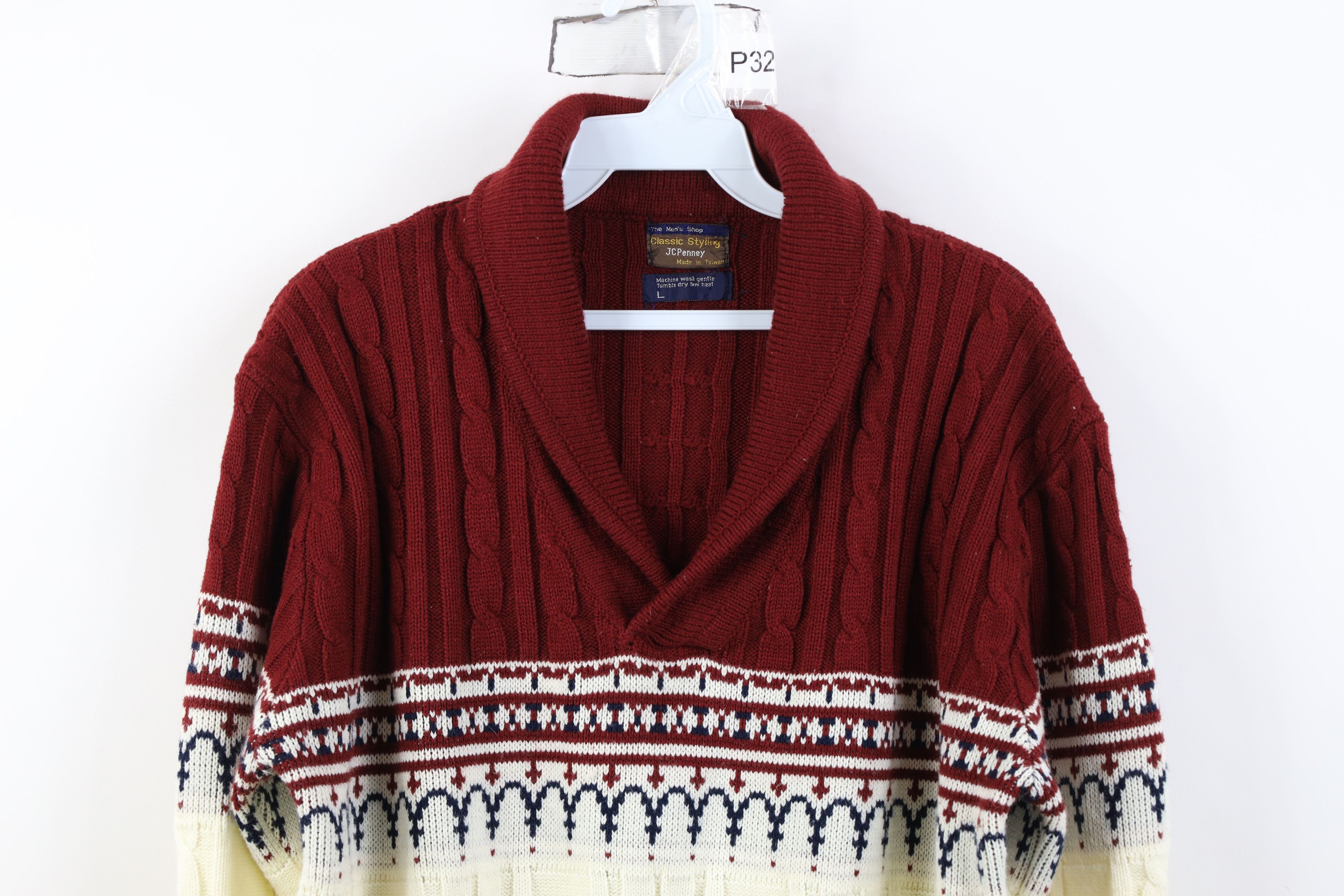 Vintage Vintage 70s Streetwear Ribbed Cable Knit Shawl Sweater Size US L / EU 52-54 / 3 - 2 Thumbnail