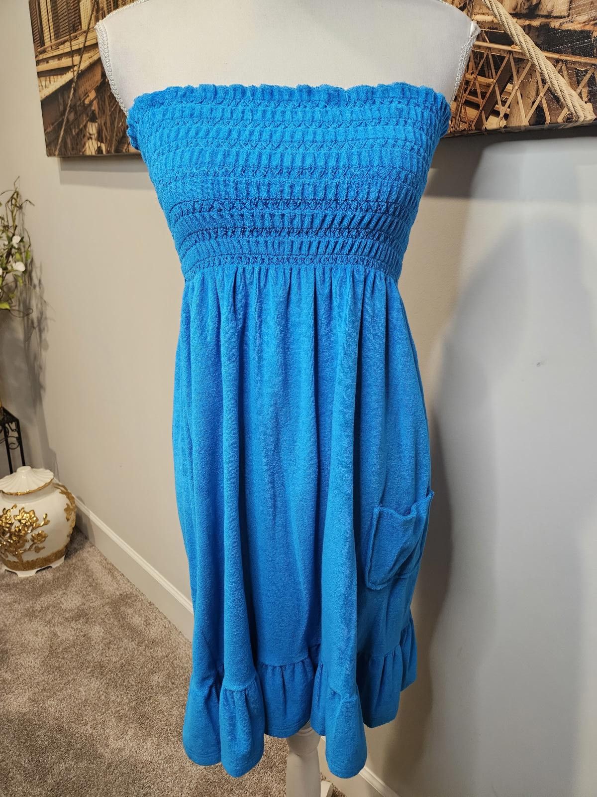 Designer Macy's Raviya Strapless Blue Coverup Dress #512 Size ONE SIZE - 1 Thumbnail