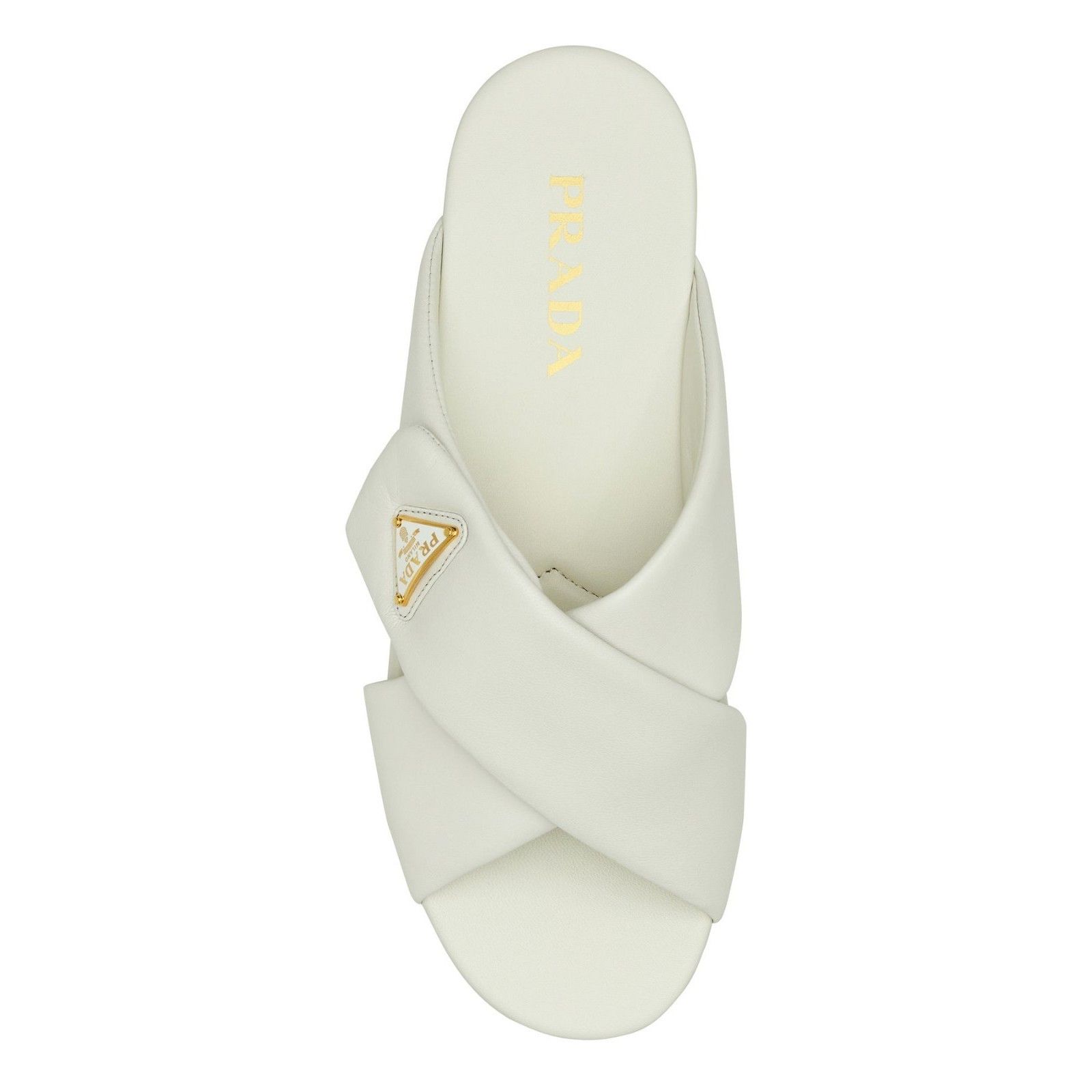 Prada PRADA Triangle White Leather Slippers New & Authentic (Women Size US 6 / IT 36 - 4 Thumbnail