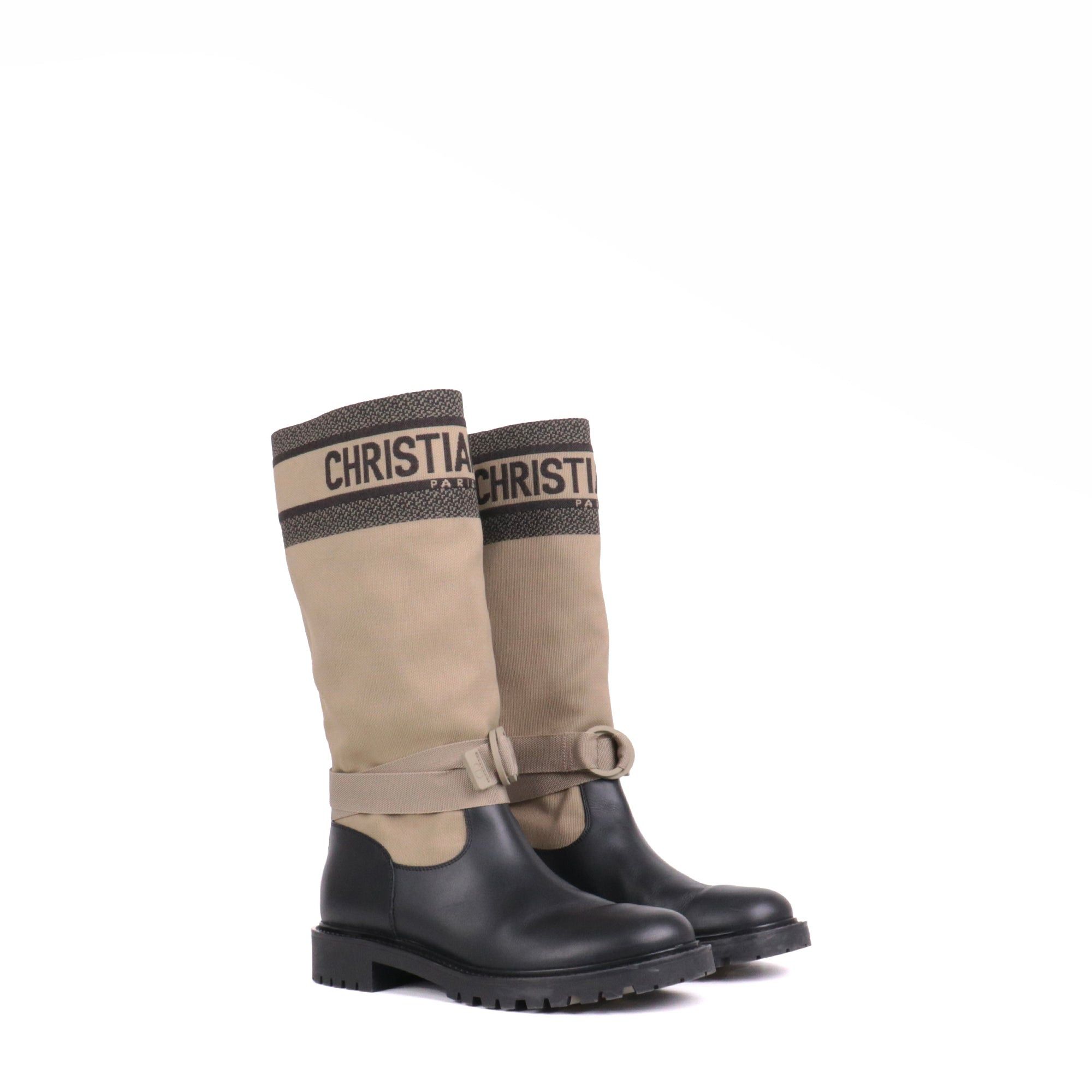 Dior DIOR - Dior D-Major boots in khaki canvas (T39) Size US 8 / IT 38 - 1 Thumbnail