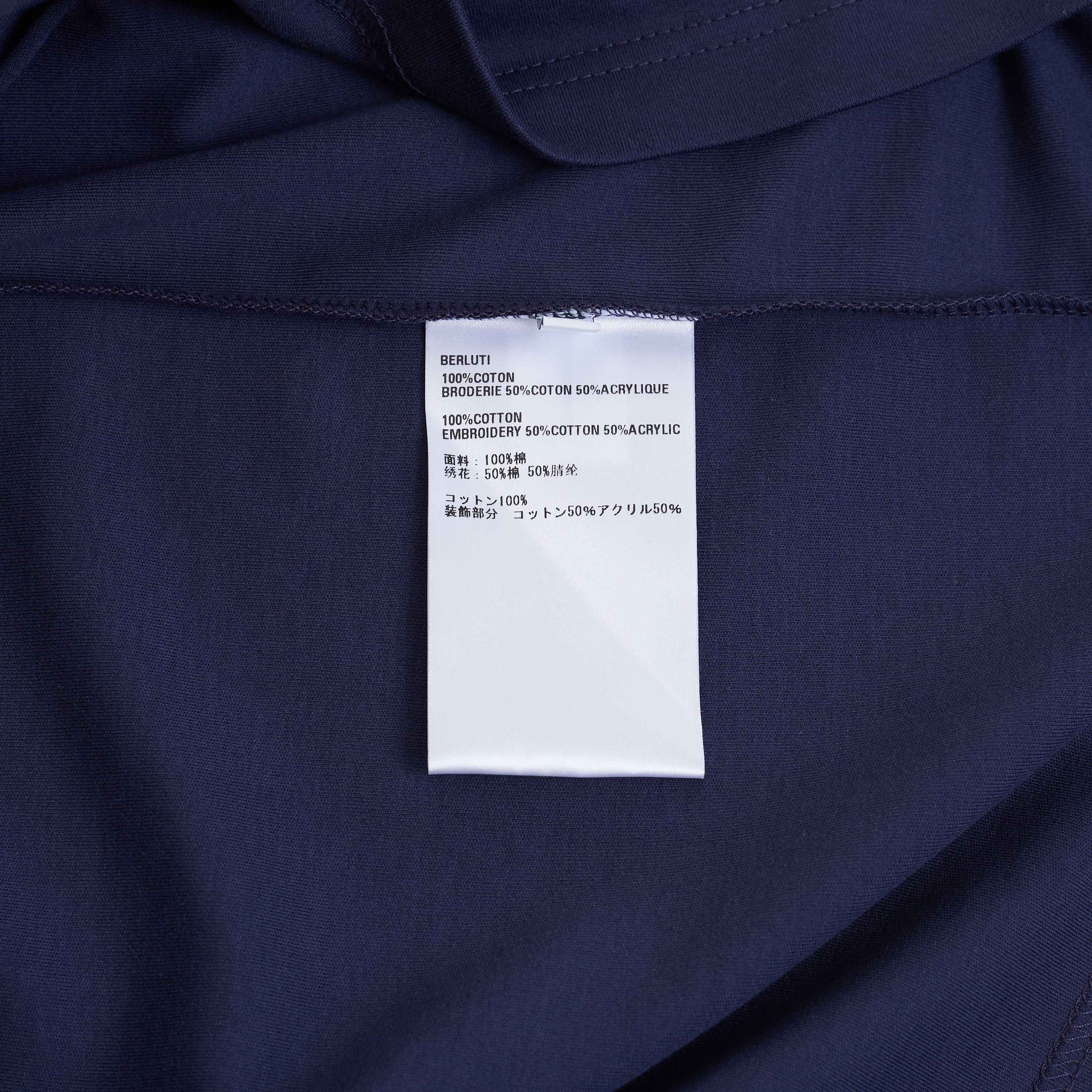 Berluti Oversized Logo Embroidery T-Shirt In Ink Blue Cotton Size US M / EU 48-50 / 2 - 10 Thumbnail