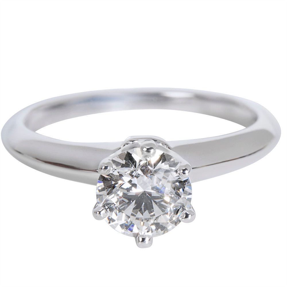 image of Tiffany Co Tiffany & Co. Solitaire Diamond Engagement Ring In Platinum (0.82 Ctw) in Silver, Women'