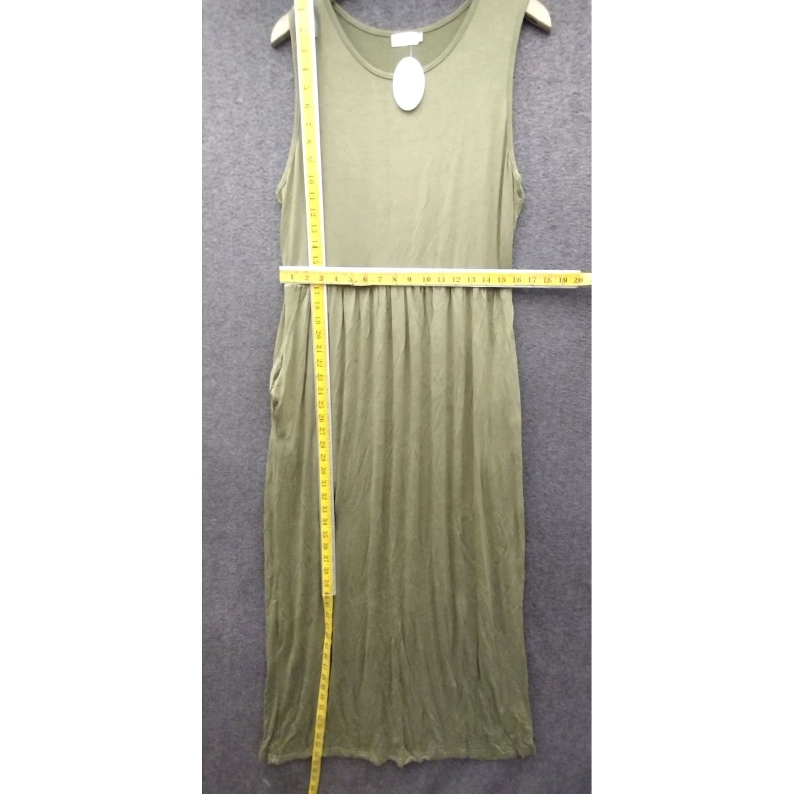 Olive Hount Women's Sleeveless Knee Length Tank Dress Olive Green XL Size XL / US 12-14 / IT 48-50 - 4 Thumbnail