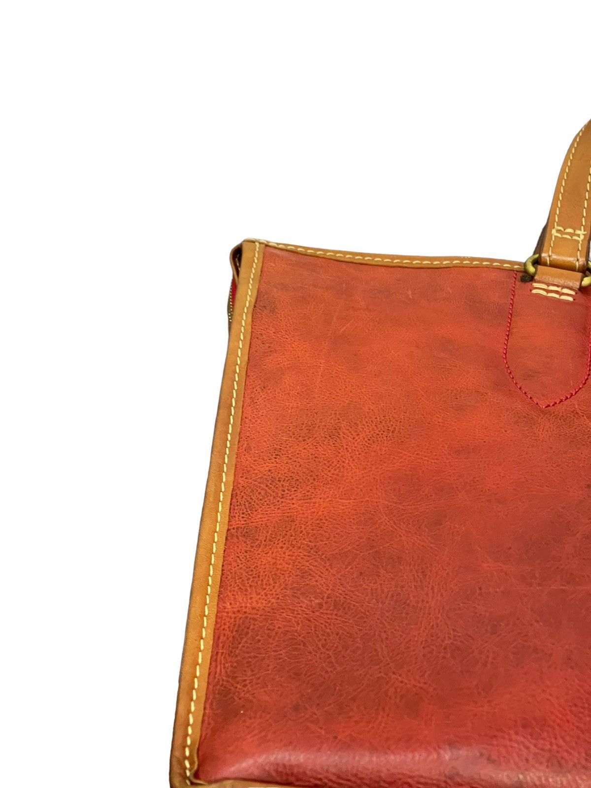 Japanese Brand Full Leather Patina Red Deux Moncx Artisan Made Hand Bag 4🟩 Size ONE SIZE - 10 Thumbnail