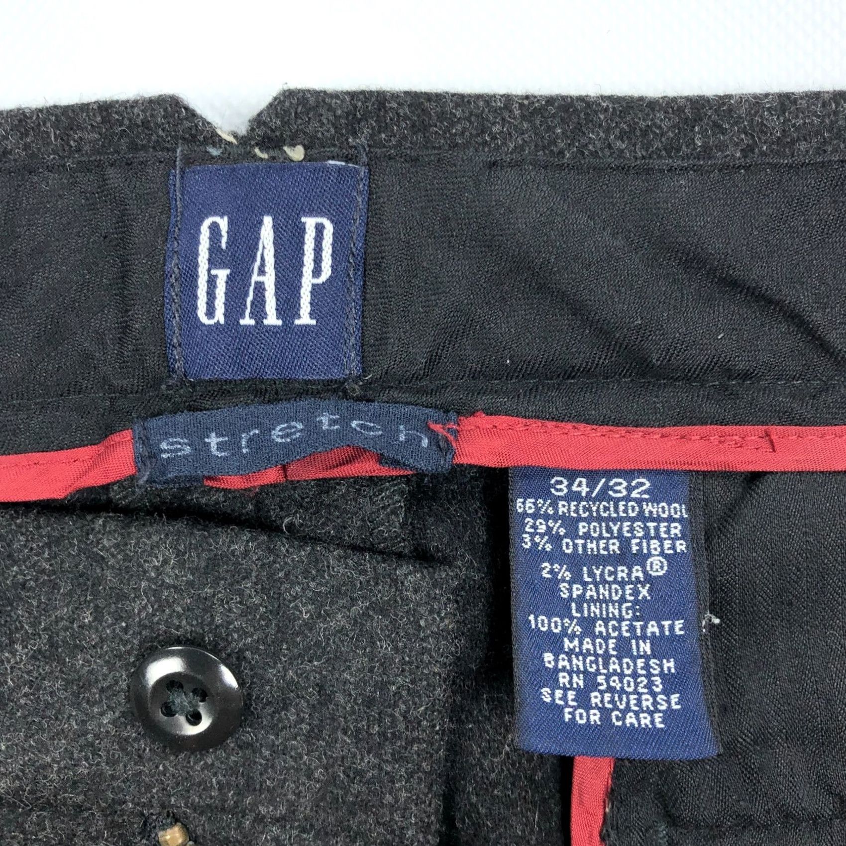 Gap VINTAGE GAP Pants Mens 34x32 Wool Blend Stretch Y2K Charcoal Size US 34 / EU 50 - 5 Thumbnail
