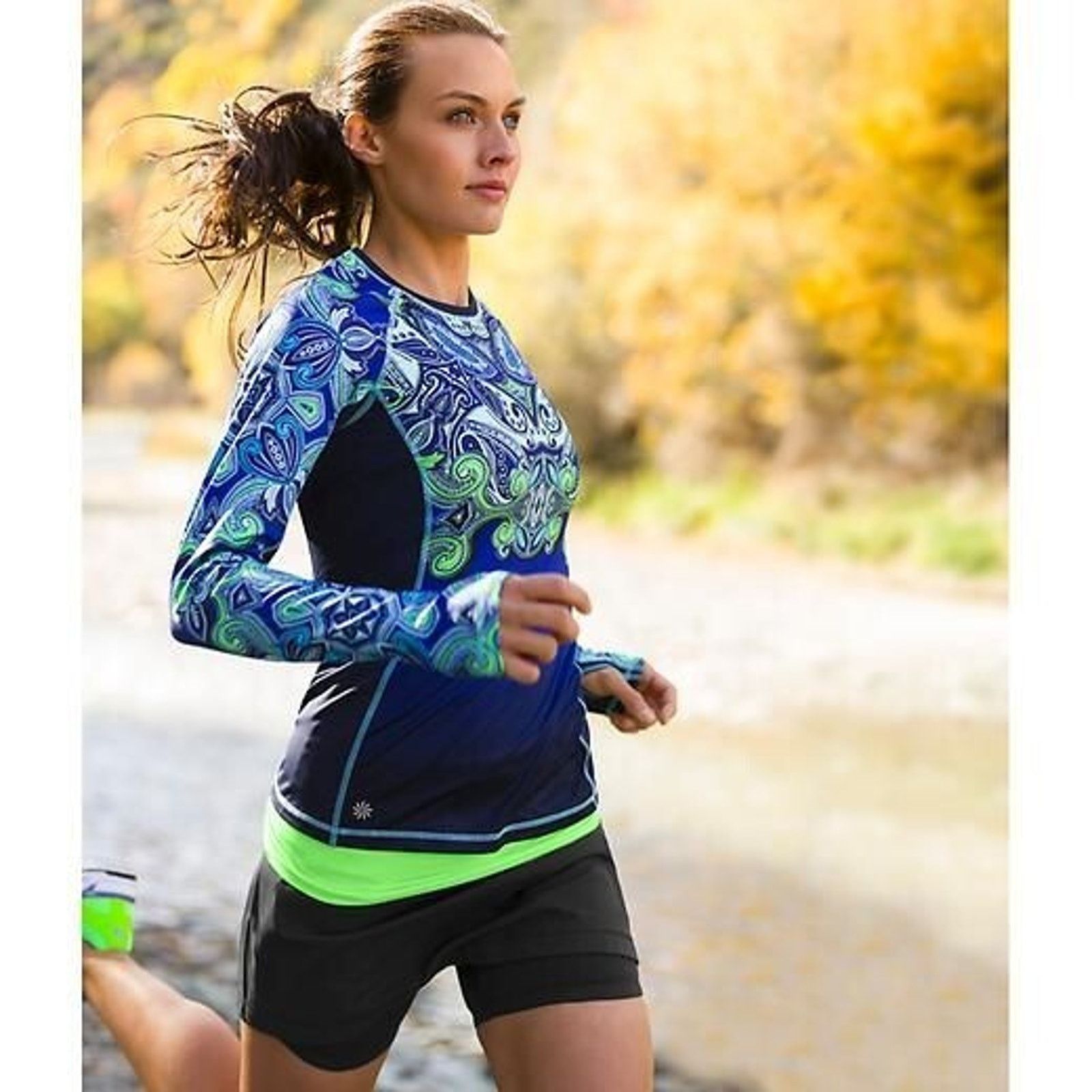 Athleta New Athleta Womens Runaway Rashguard Blue Green Top Medium Size M / US 6-8 / IT 42-44 - 1 Thumbnail