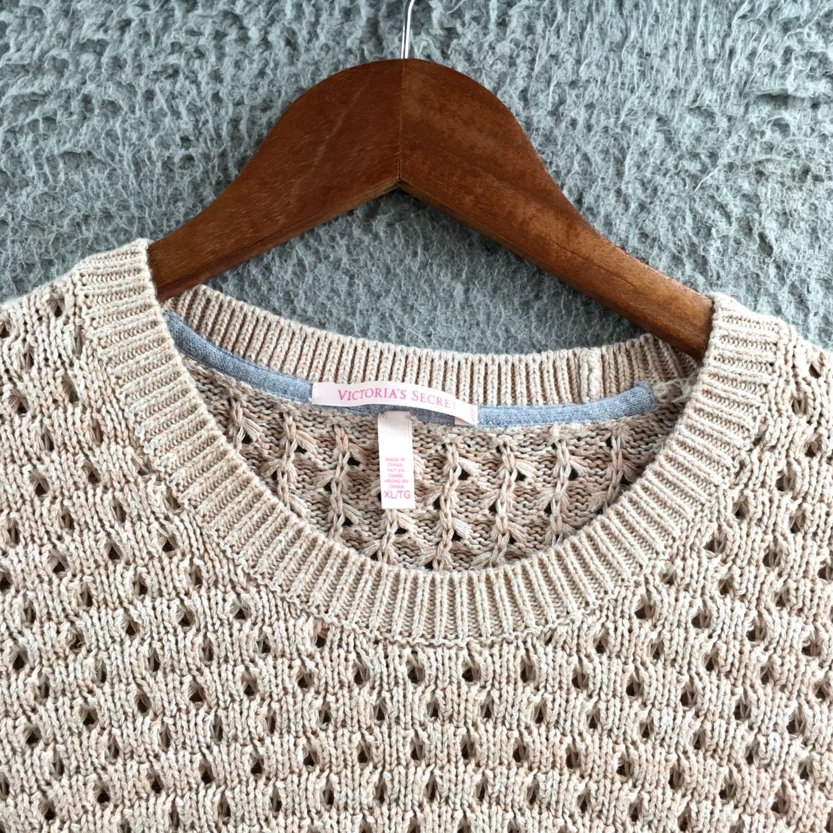Victoria's Secret Victoria'S Secret Sweater Womens XL Beige Oatmeal Open Knit Pullover Cotton Size XL / US 12-14 / IT 48-50 - 3 Thumbnail