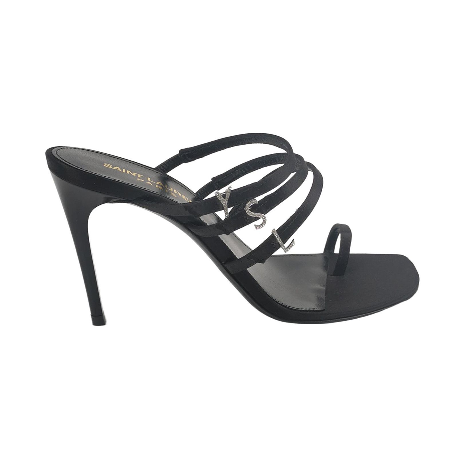 Saint Laurent Paris Saint Laurent Rhinestone Logo Satin Sandals Size 35 Size US 5 / IT 35 - 1 Thumbnail