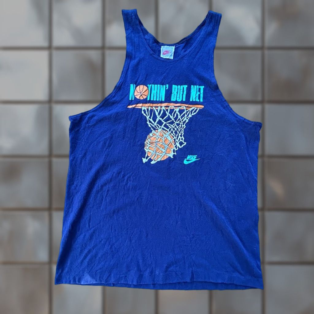 Nike VINTAGE Nike Tank Top Men’s L Blue Nike Just Do It 80s RARE Made USA Basketball Shirt Sleeveless Crew Neck Size US L / EU 52-54 / 3 - 1 Thumbnail