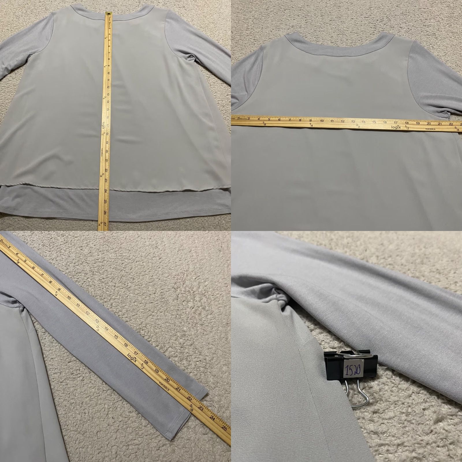 J. Jill VINTAGE J. Jill Shirt Womens 1X Plus Gray Long Sleeve Round Neck Pullover Wearever Blouse Ladies 1X Gray Rayon Spandex Casual Knit Size XL / US 12-14 / IT 48-50 - 8 Thumbnail