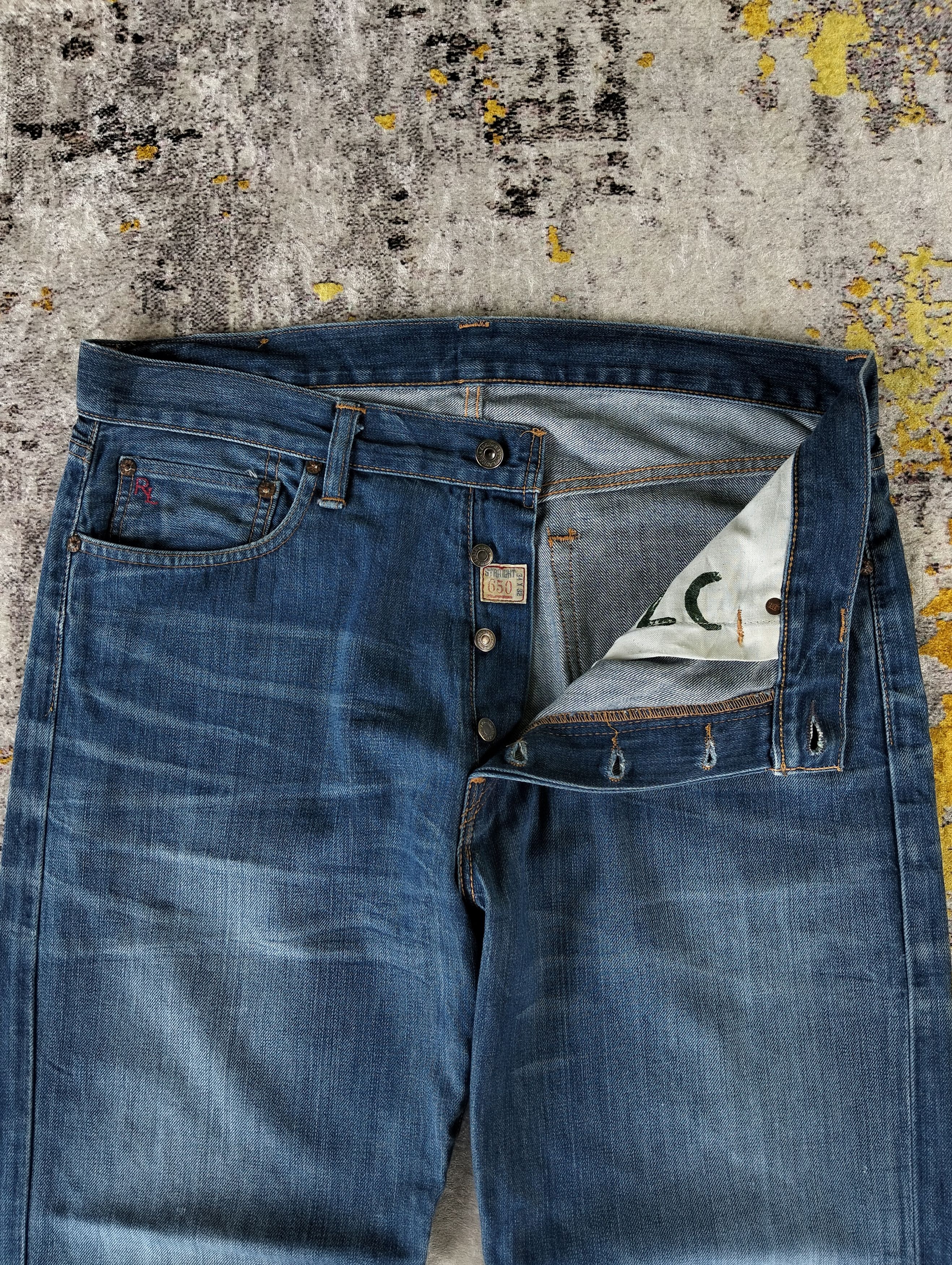 RRL Ralph Lauren PRL Polo Ralph Lauren Button Fly StraightFit 650 Denim Jeans Size US 35 - 5 Thumbnail