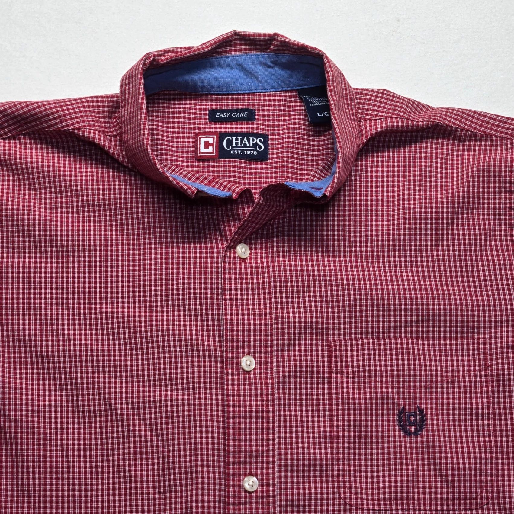 Chaps Chaps Shirt Button-Up Men’s L Red Check Long Sleeve Easy Care Logo Casual Shirt - Vintage? No Size US L / EU 52-54 / 3 - 2 Thumbnail