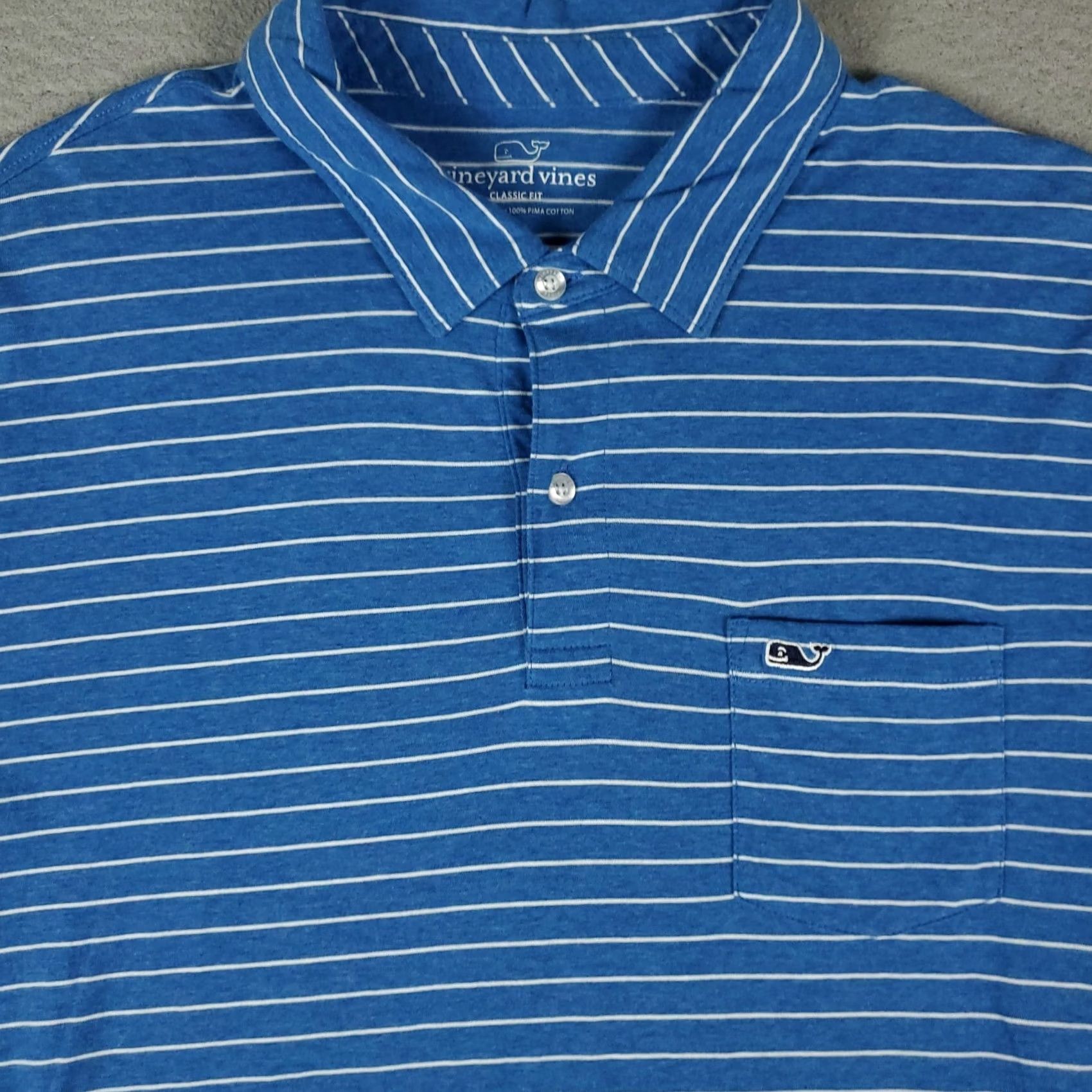 Vineyard Vines Vineyard Vines Polo Shirt Mens Large Blue Striped Cotton Short Sleeve Polo Shirt Mens Large Blue Striped Cotton Short Sleeve Size US L / EU 52-54 / 3 - 2 Thumbnail