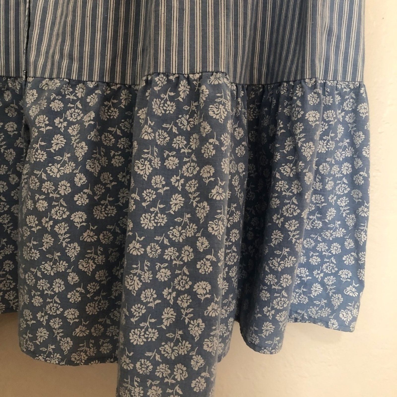 Vintage Appel Soft Denim Button Blue White Floral Jean Midi Dress Size M / US 6-8 / IT 42-44 - 5 Thumbnail
