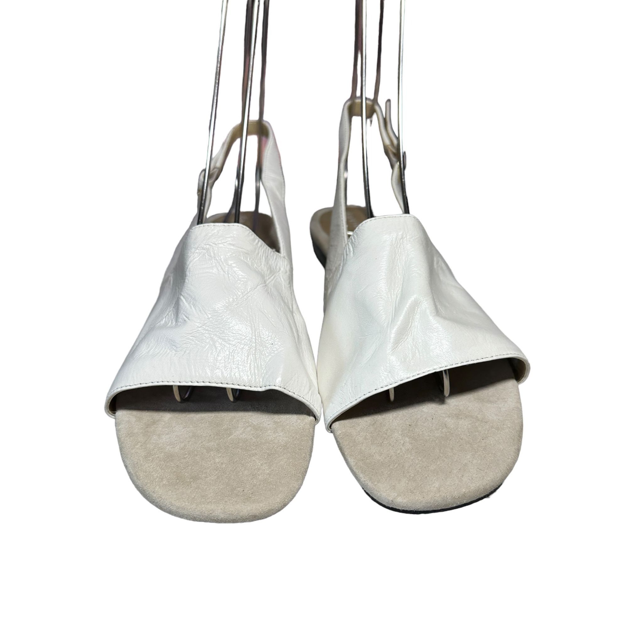 Designer David Tate Soho White Leather Slingback Open Toe Shoes Size US 10 / IT 40 - 6 Thumbnail