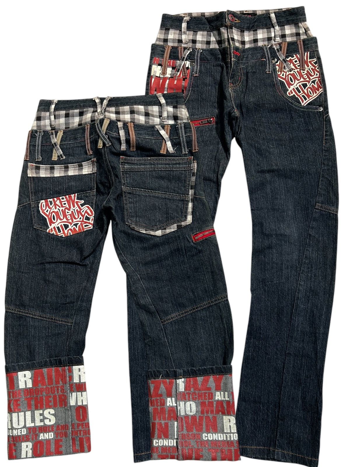 Japanese Brand × Kapital × Vintage Double Waist Japanese Punk Style Denim Jeans Size US 28 / EU 44 - 1 Thumbnail