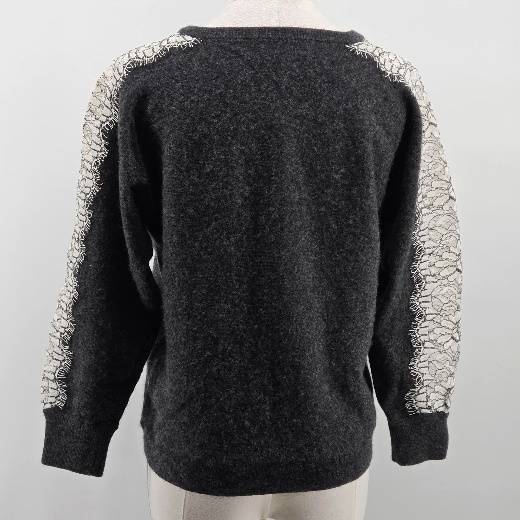 J.Crew VINTAGE J.CREW Sweater Pullover Womens M Gray Wool Crew Neck Fringe Raglan Heavyweight Size M / US 6-8 / IT 42-44 - 4 Thumbnail