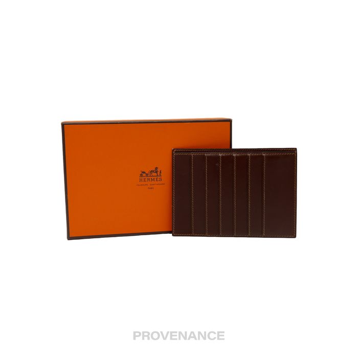 Hermes 🔴 Hermes 6CC Card Holder Wallet - Chocolate Box Calfskin