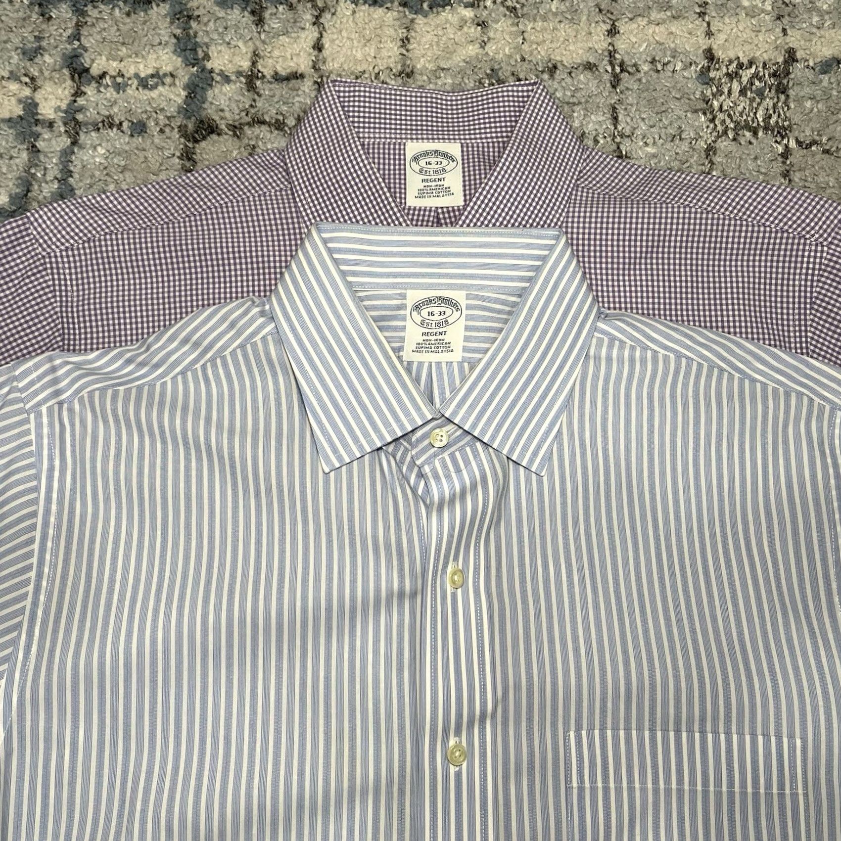 Brooks Brothers Brooks Brothers Mens Dress Shirt Lot Size 16 33 Non Iron Supima Cotton Polka Dot Blue Long Sleeve Regular Fit Classic Office Mens Size 42R - 2 Thumbnail