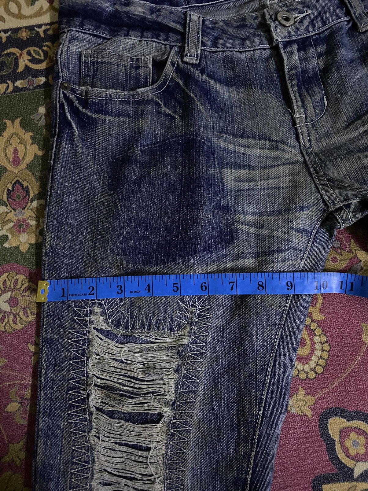 If Six Was Nine × Japanese Brand × Le Grande Bleu (L.G.B.) Japanese Brand RHYME Distressed Denim Pant Size US 33 - 20 Thumbnail