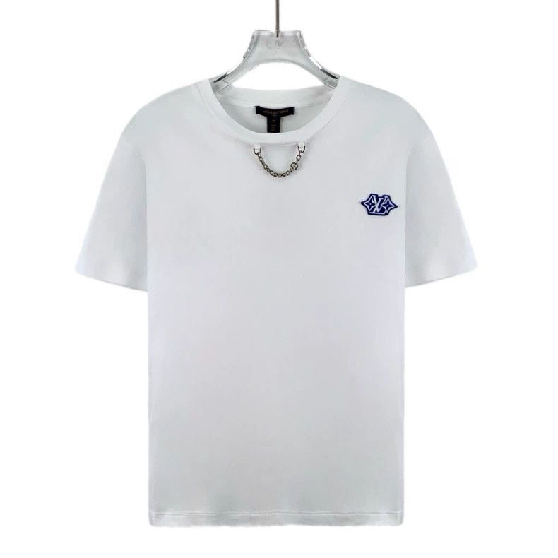 Louis Vuitton Louis Vuitton White logo embroidered cotton crewneck T-shi Size M / US 6-8 / IT 42-44 - 1 Thumbnail