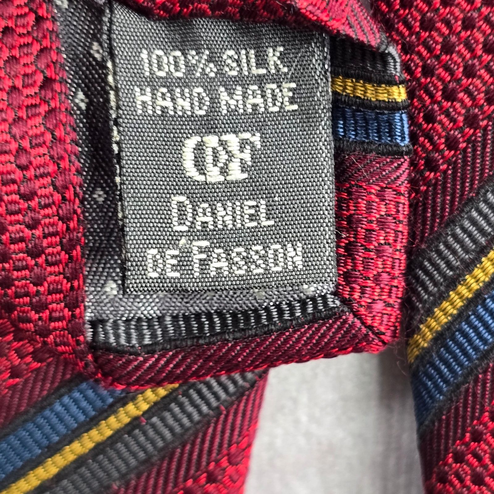 Other Daniel De Fasson Studio Red Stripe Plaid 100% Silk Neck Tie Size 30 - 5 Thumbnail