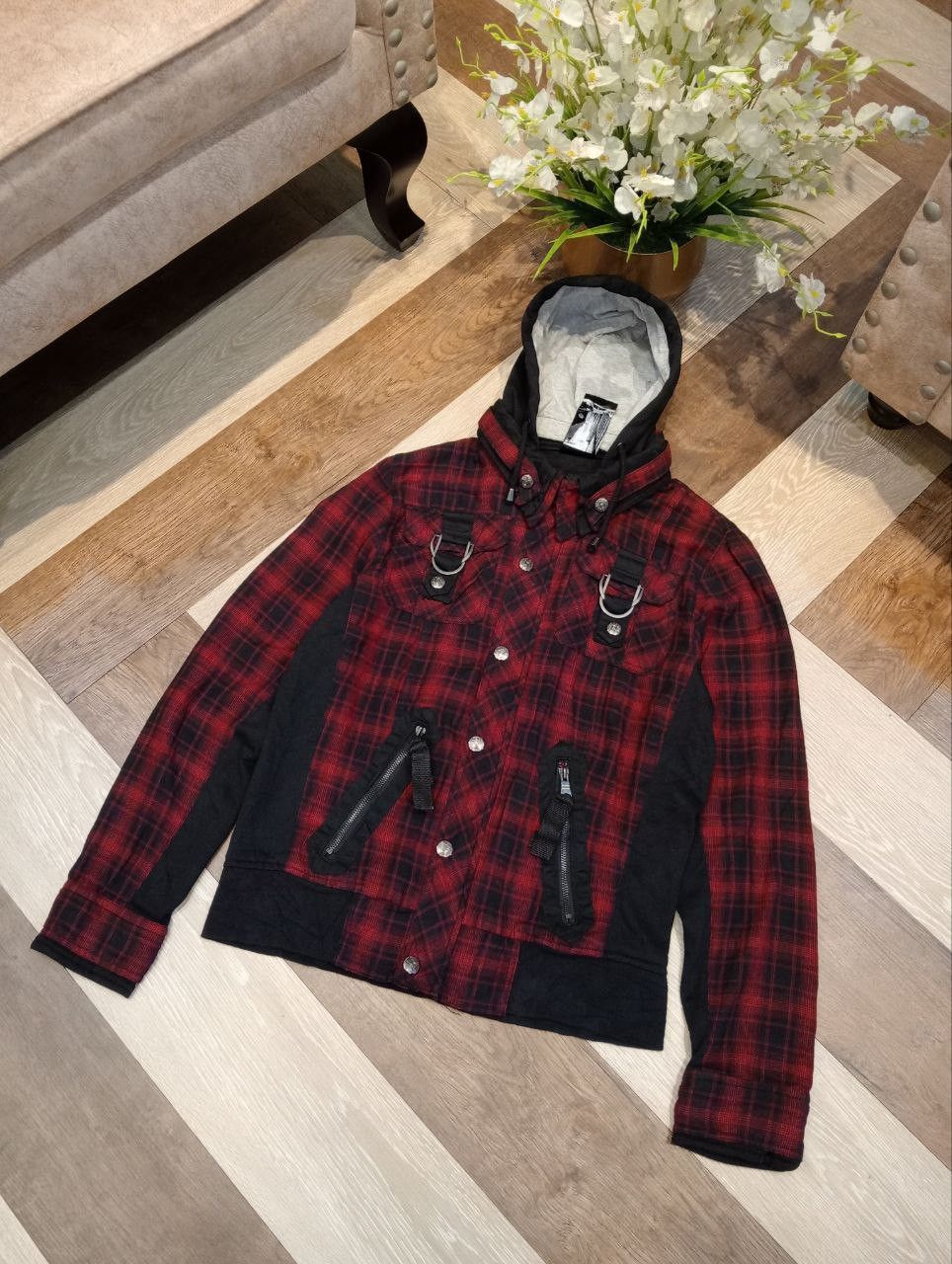 Japanese Brand 31040=SKKONE JAPAN PUNK CHECKERED JACKET - SIZE M Size US M / EU 48-50 / 2 - 2 Thumbnail