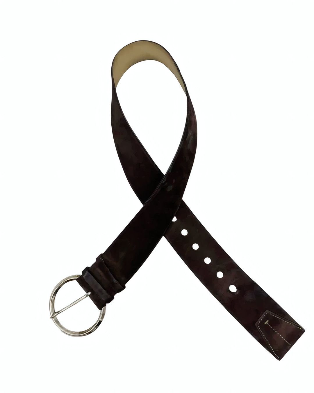 Prada Prada Brown Suede Belt with Oversized Round Buckle c.2000s Size ONE SIZE - 1 Thumbnail