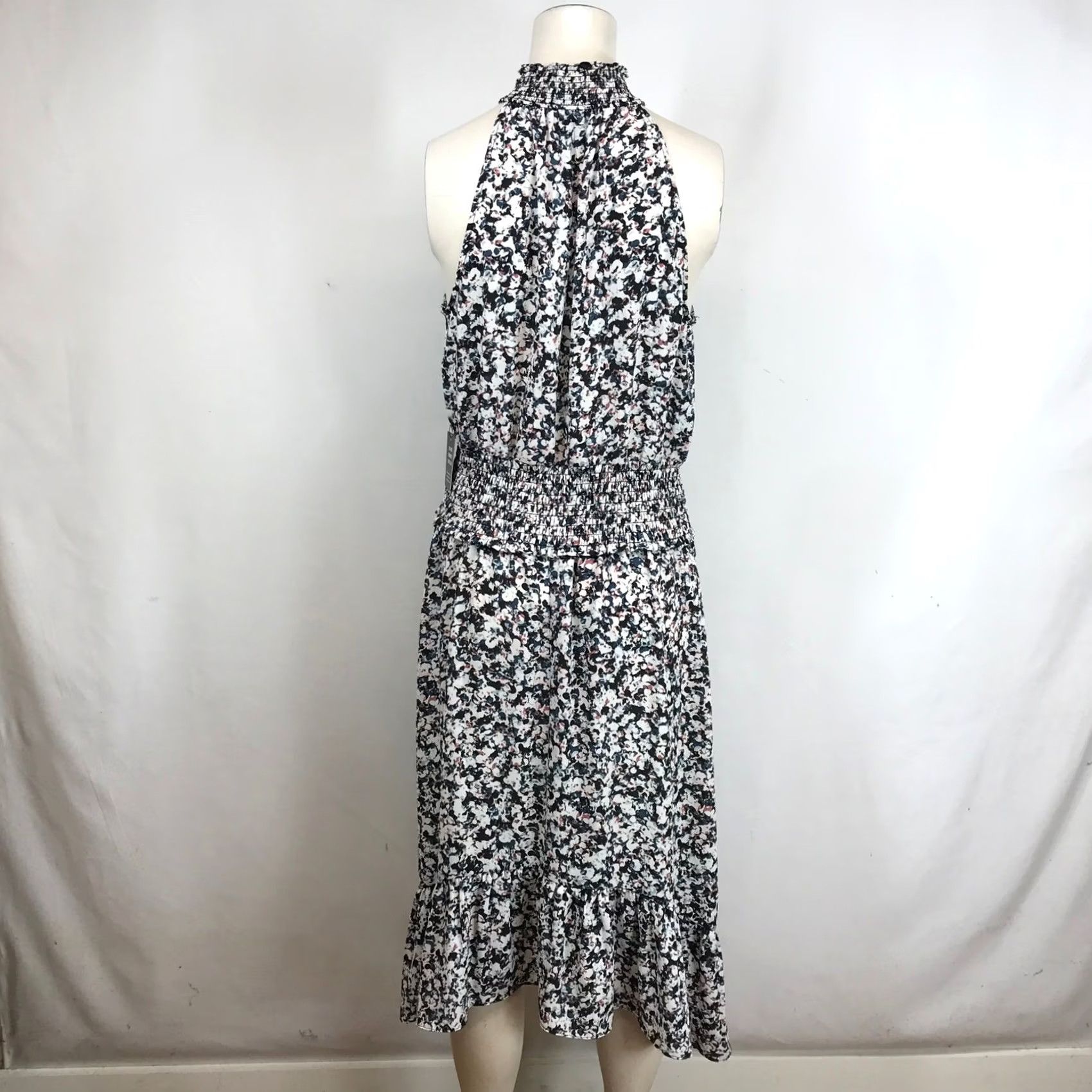 Express Express Halter Midi Dress Women's Abstract Floral Smocked Hi-Low Multicolor Black White M Size M / US 6-8 / IT 42-44 - 5 Thumbnail