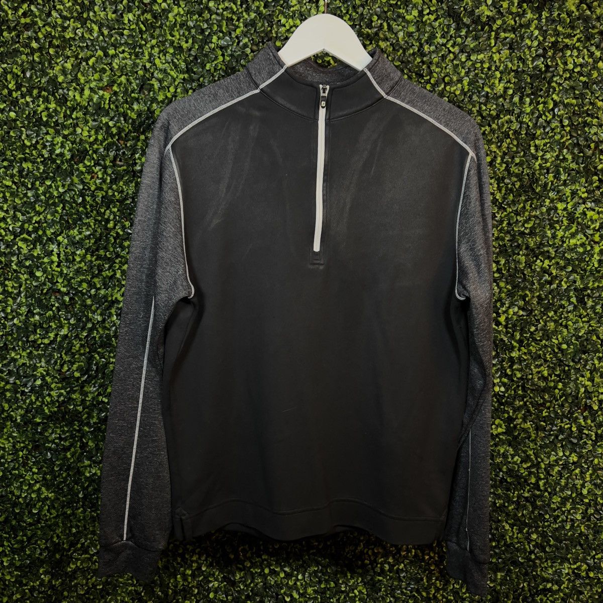 image of Footjoy Golf Tech Fleece Half Zip Pullover Jacket in Black/Grey/White, Men's (Size Small)