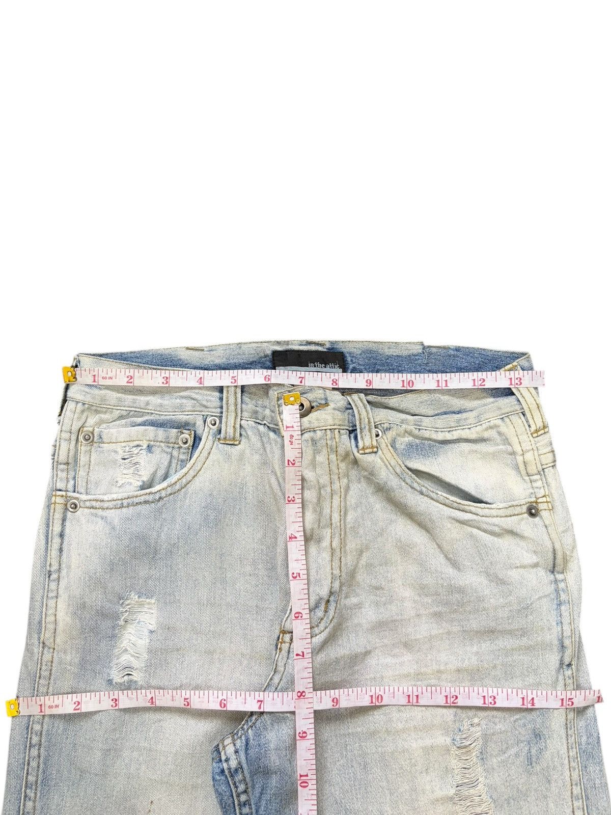 In The Attic Vintage In The Attic Faded Wash Distress Flare Jeans Size 27" / US 4 / IT 40 - 6 Thumbnail