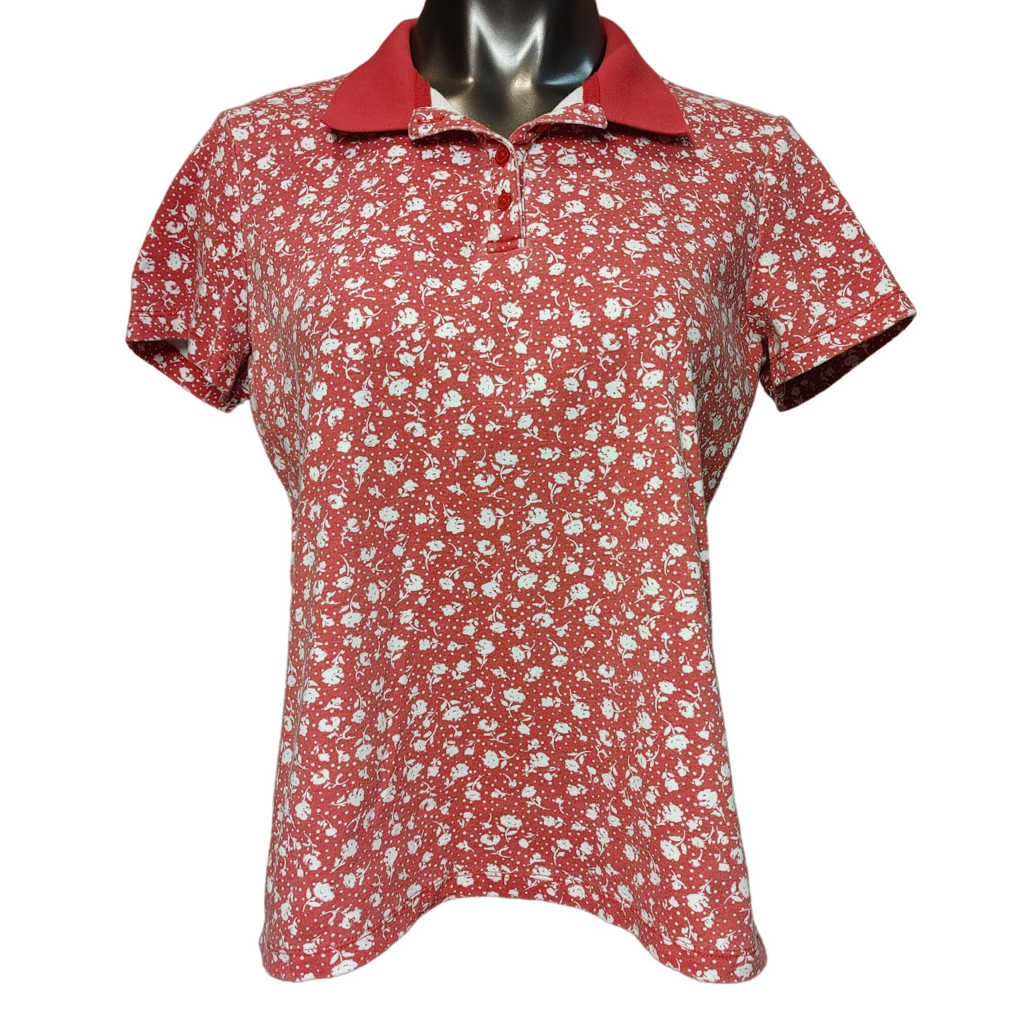 Other KS | Karen Scott Women's Red/White Floral Polo T-Shirt M Size M / US 6-8 / IT 42-44 - 1 Thumbnail
