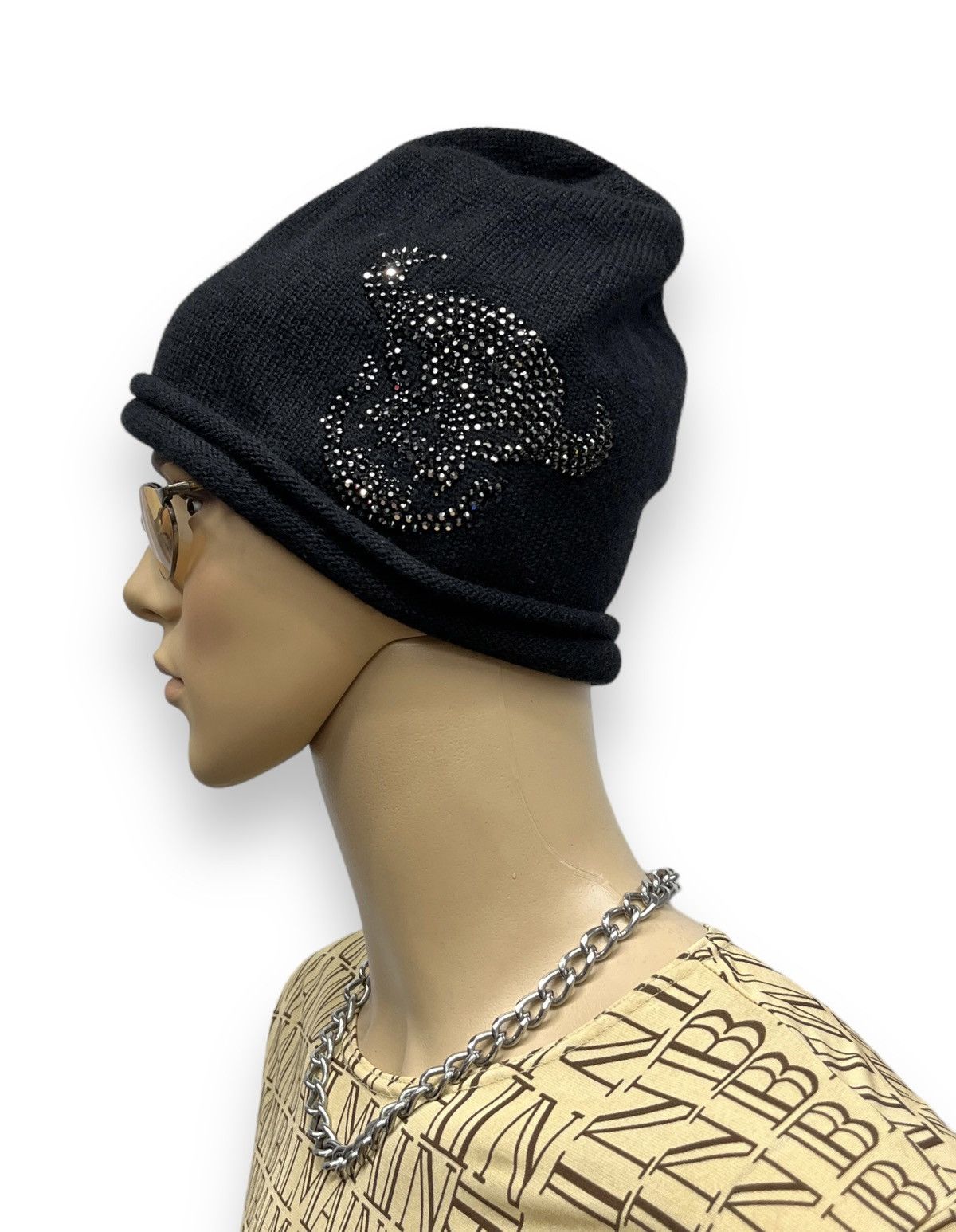 DEVIL SATAN HORN Cristallized Swarovski Elements Wool Beanie Hats