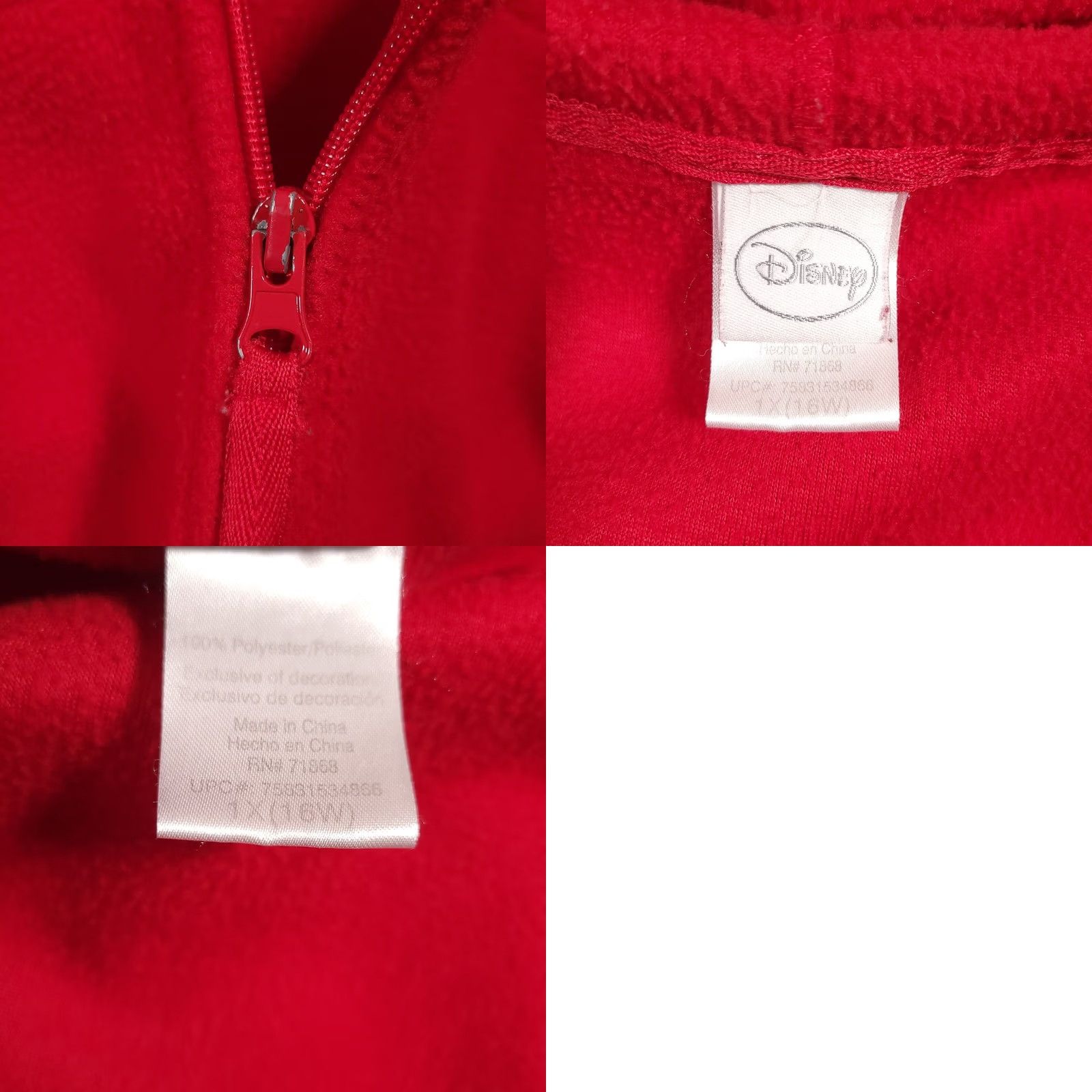 Disney Disney Mickey Mouse Hoodie Womens 1X Full Zip Sweatshirt Jacket Red Embroidered Size XL / US 12-14 / IT 48-50 - 9 Thumbnail