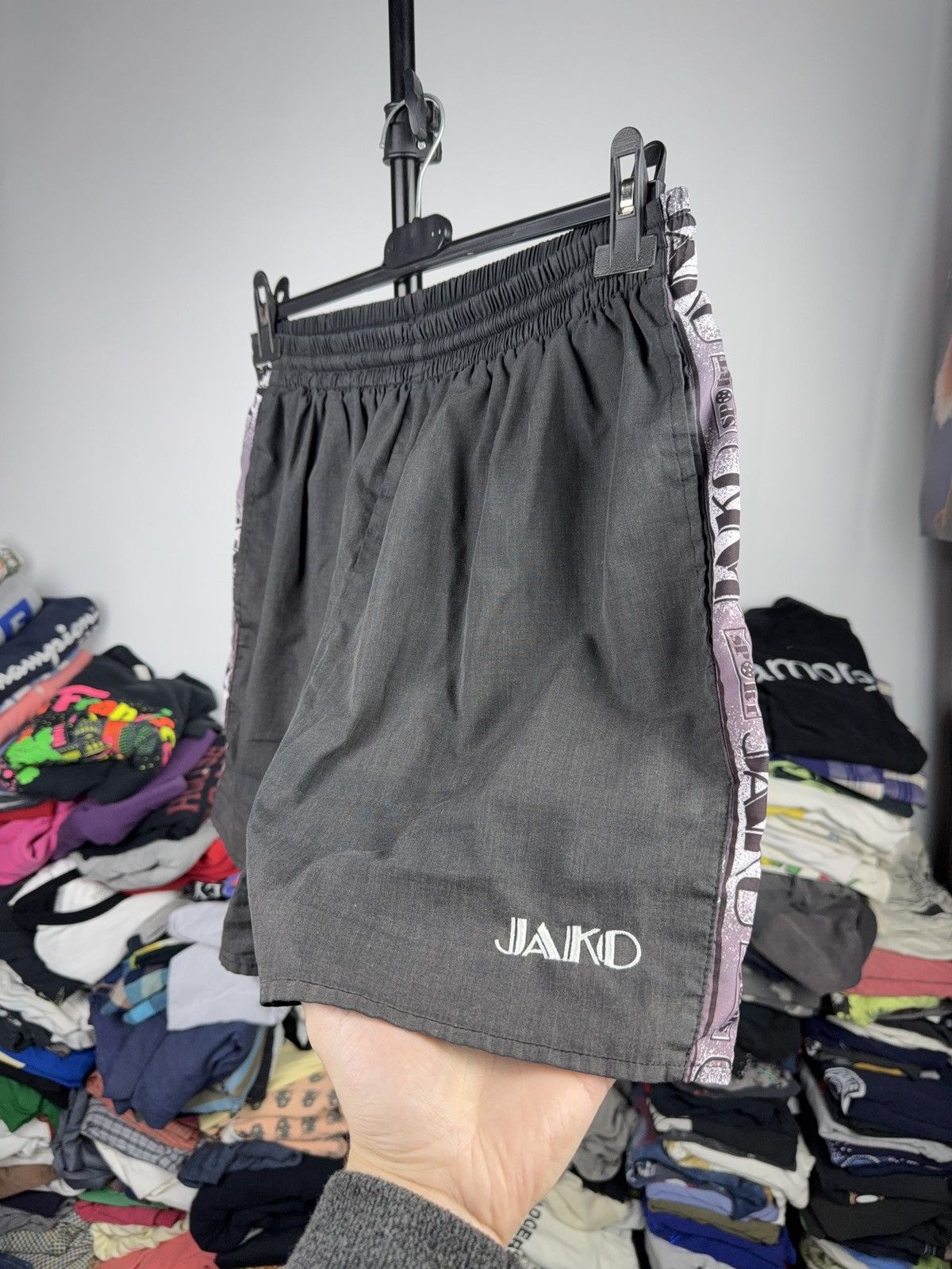Vintage 90s Retro JAKO Sport Logo Tape Soccer Training Shorts S-M sz Size US 33 - 3 Thumbnail