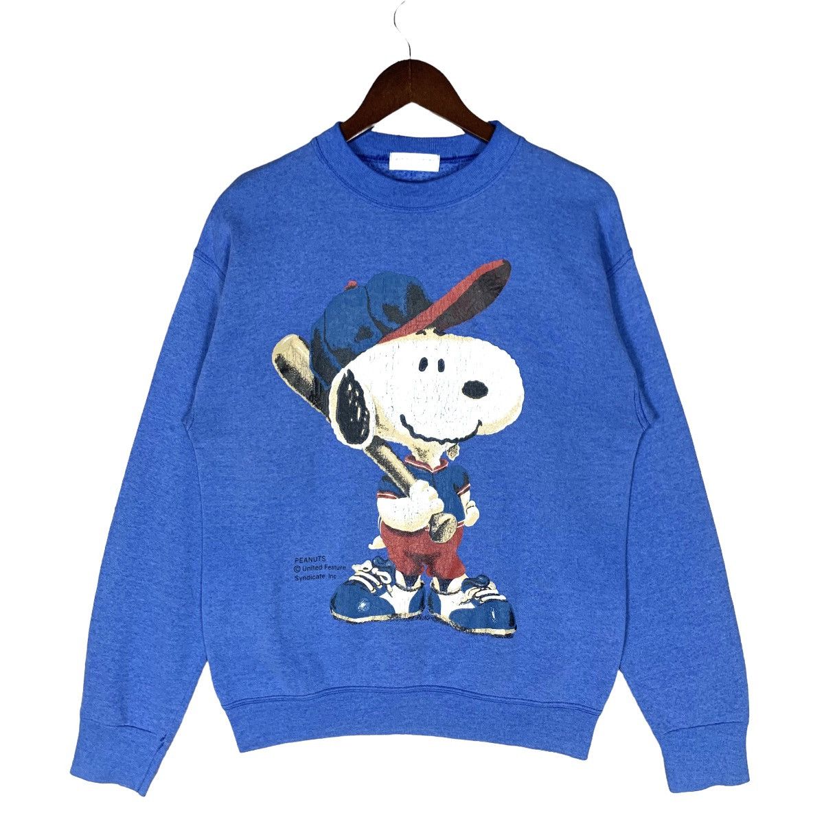 image of Cartoon Network x Peanuts Vintage Snoopy Peanuts Baseball Sweatshirt Size S in Blue, Men's