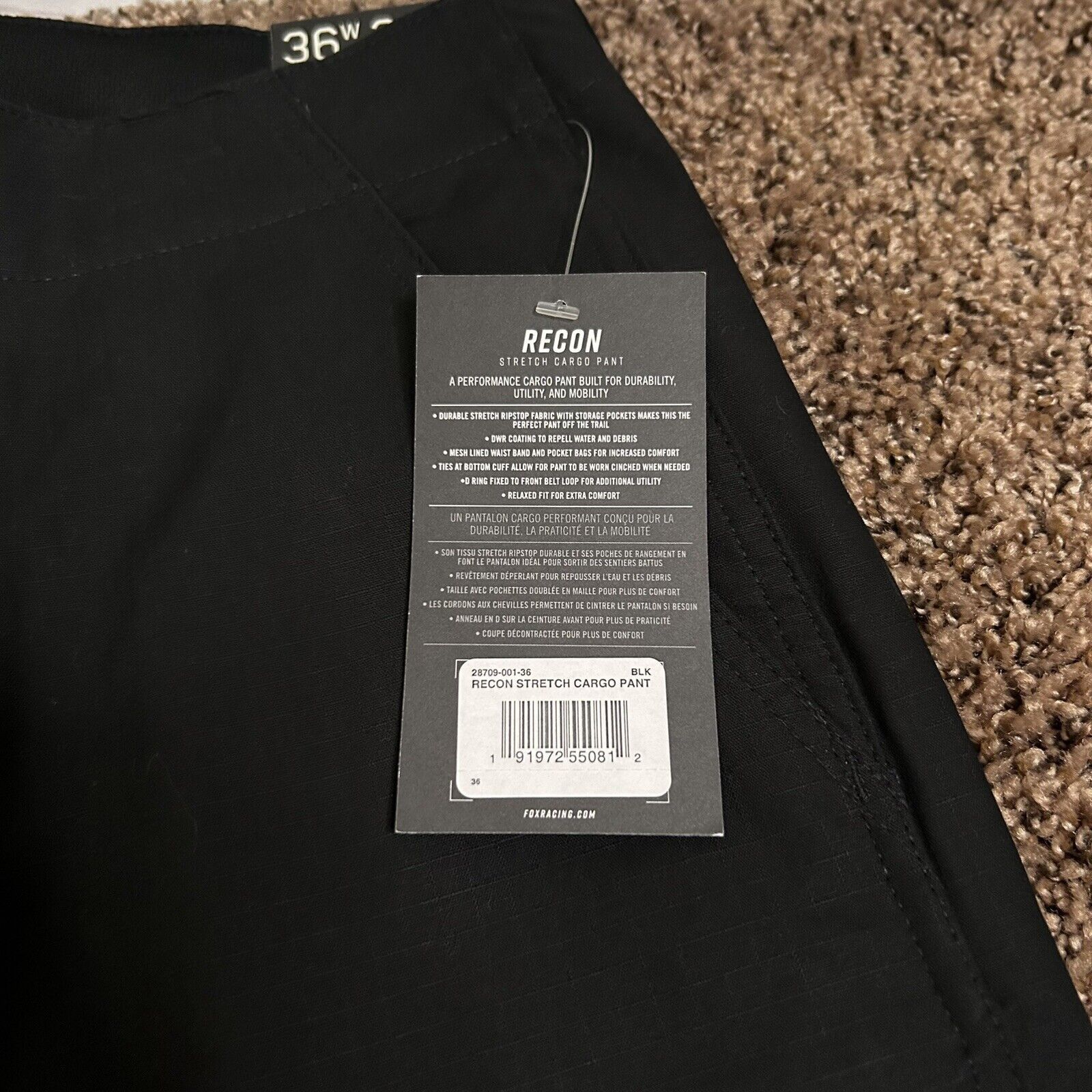 Fox Racing Fox Racing Recon Stretch Cargo Pants - Black Size 36W 31L Size US 36 / EU 52 - 4 Thumbnail