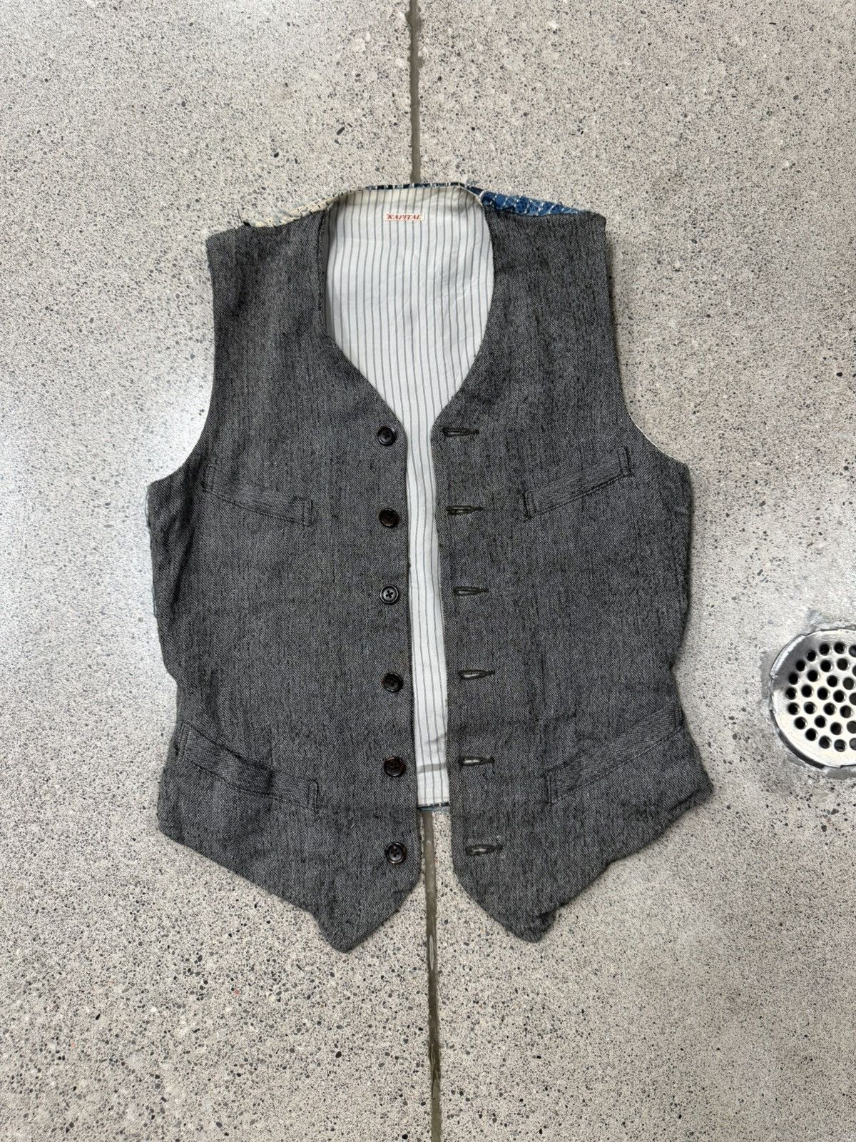 Kapital Kapital ‘Boro’ Denim Repaired Boiled Wool Vest Size US L / EU 52-54 / 3 - 3 Thumbnail