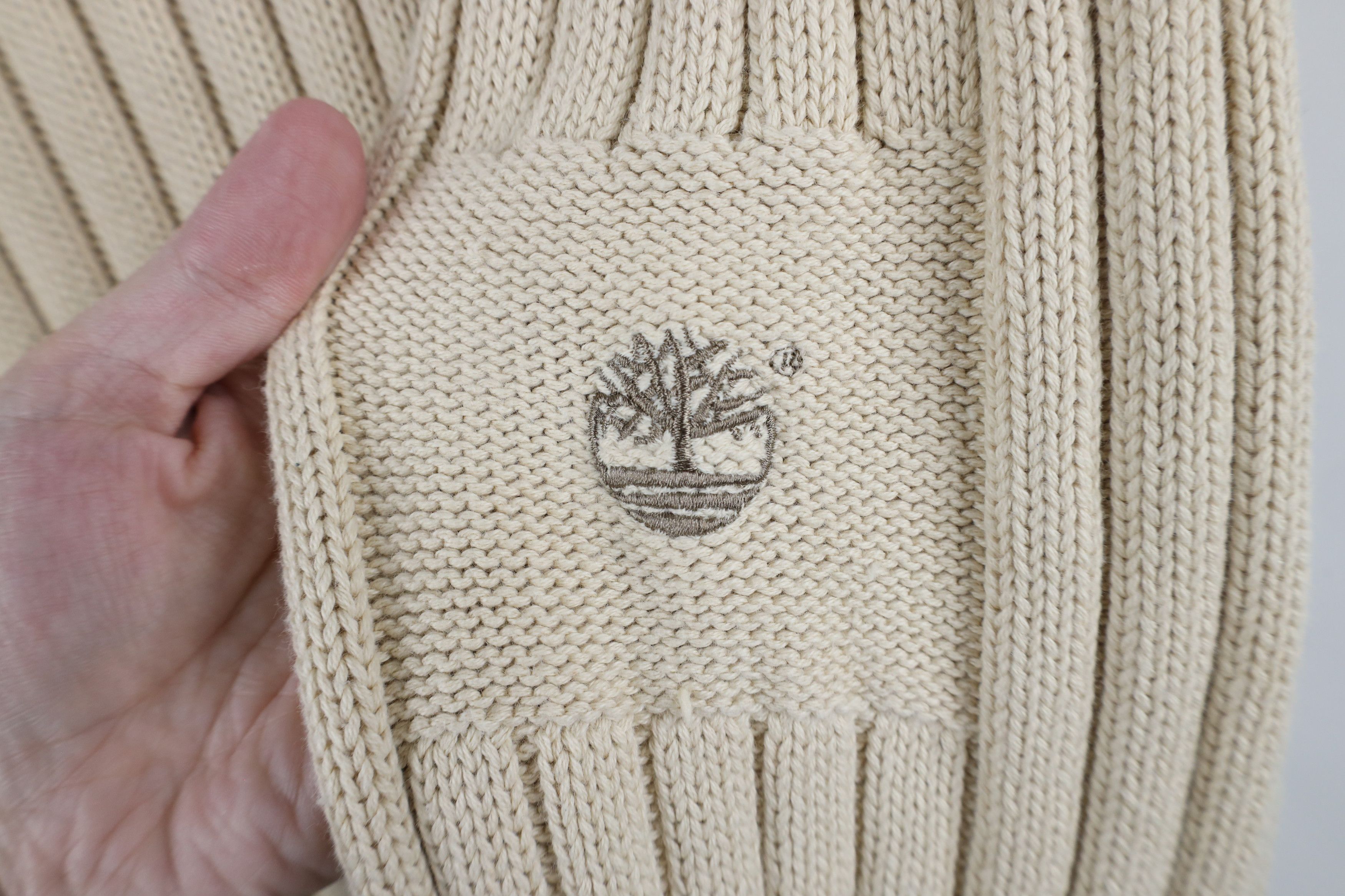 Timberland × Vintage Vintage Timberland Ribbed Knit Crewneck Sweater Beige Cotton Size US XL / EU 56 / 4 - 4 Thumbnail