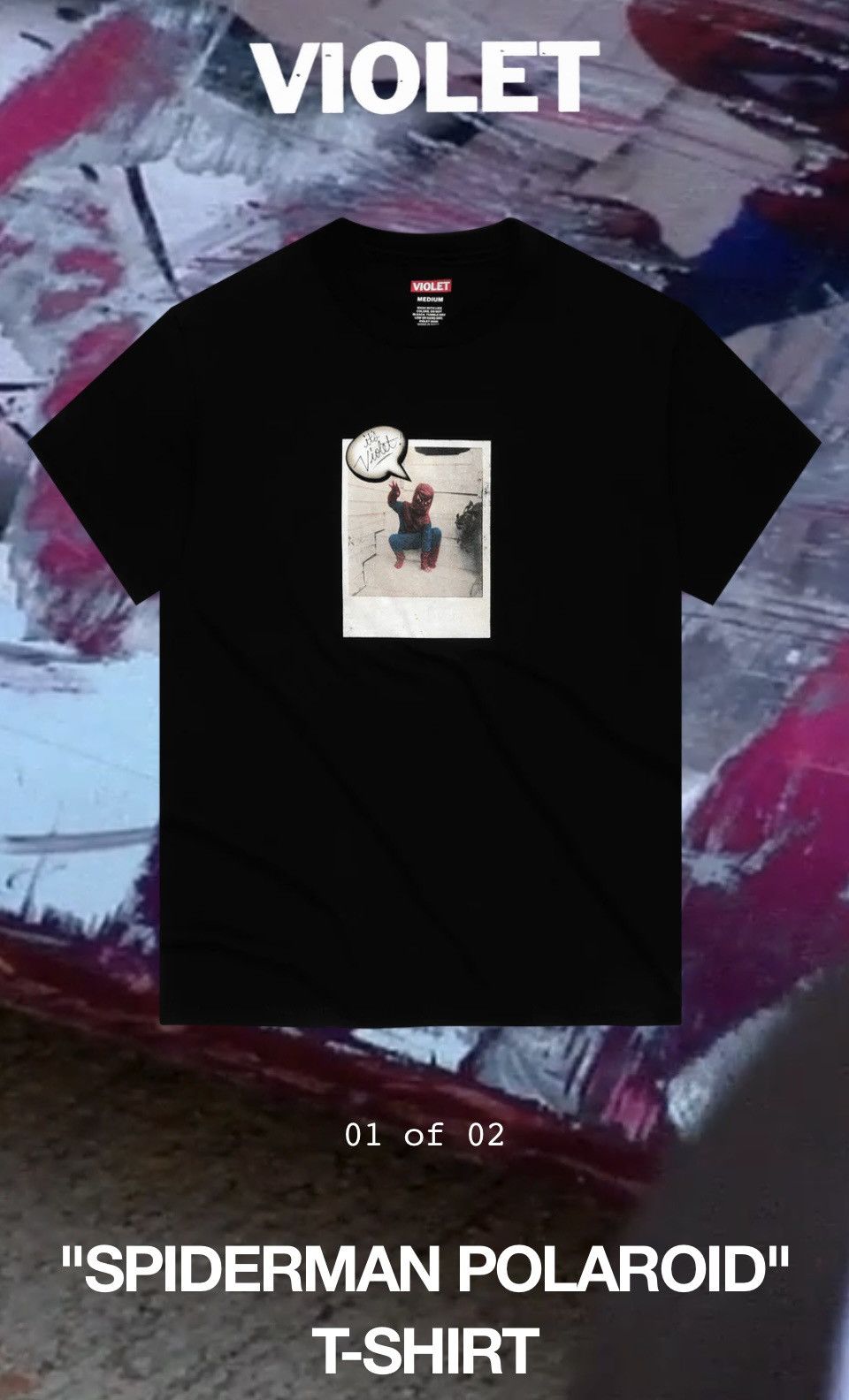 Other Violet Spiderman Polaroid tee black Size US L / EU 52-54 / 3 - 1 Thumbnail