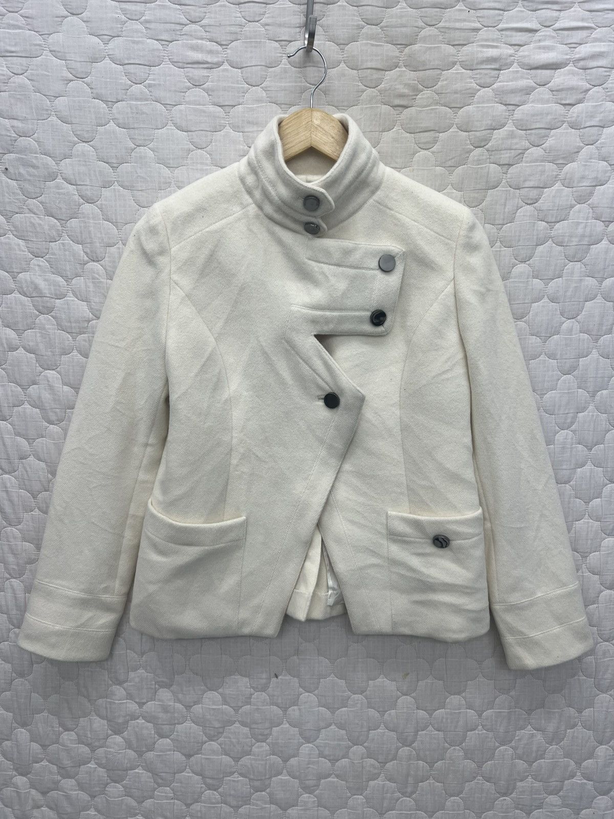 Karl Lagerfeld KARL LAGERFELD ASYMMETRICAL BUTTON WOOL JACKET Size S / US 4 / IT 40 - 1 Thumbnail