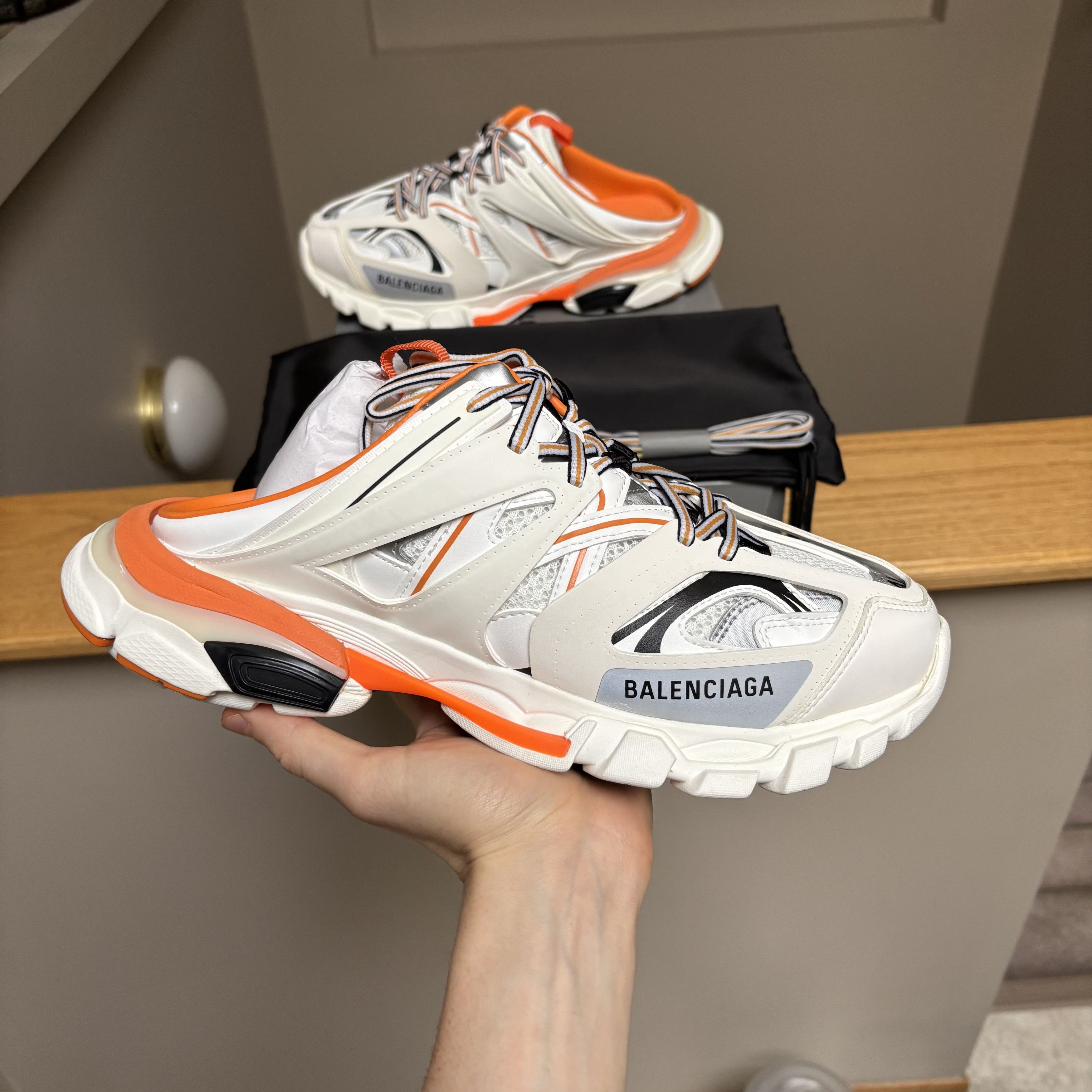 Balenciaga Balenciaga White/Grey/Orange Track Runner Mules Size US 9 / EU 42 - 5 Thumbnail
