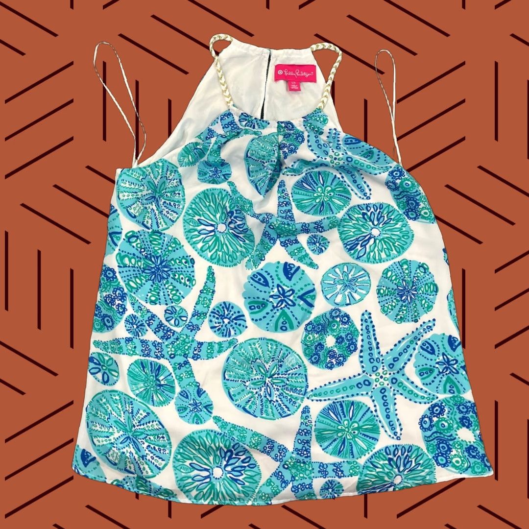 Lilly Pulitzer Lilly Pulitzer Top Womens Small Starfish Sand Dollar Preppy Lined Target Shirt Size S / US 4 / IT 40 - 1 Thumbnail