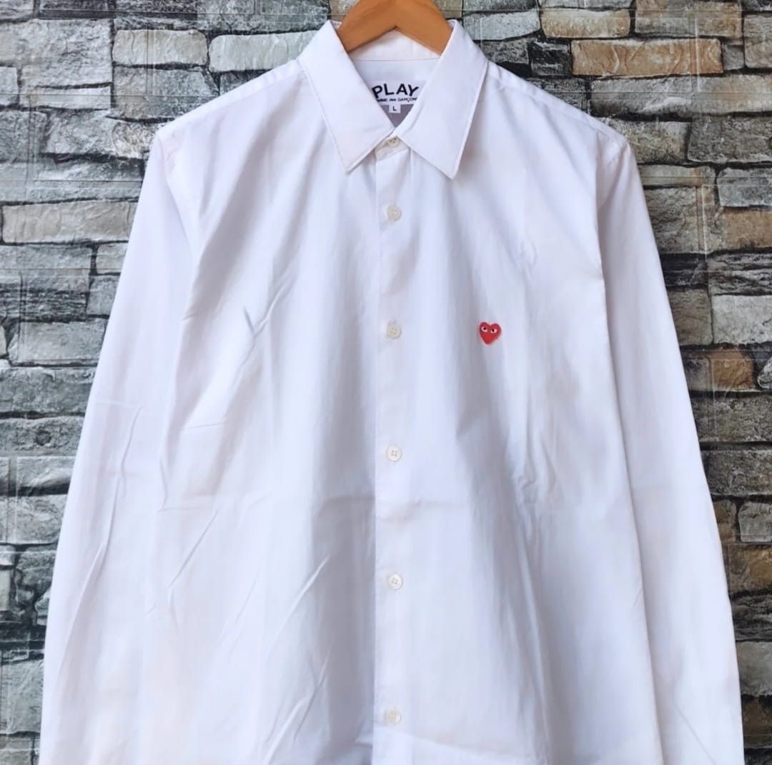 Comme des Garcons PLAY PLAY Comme des Garcons Mini Red Heart Shirt White Size US L / EU 52-54 / 3 - 3 Thumbnail