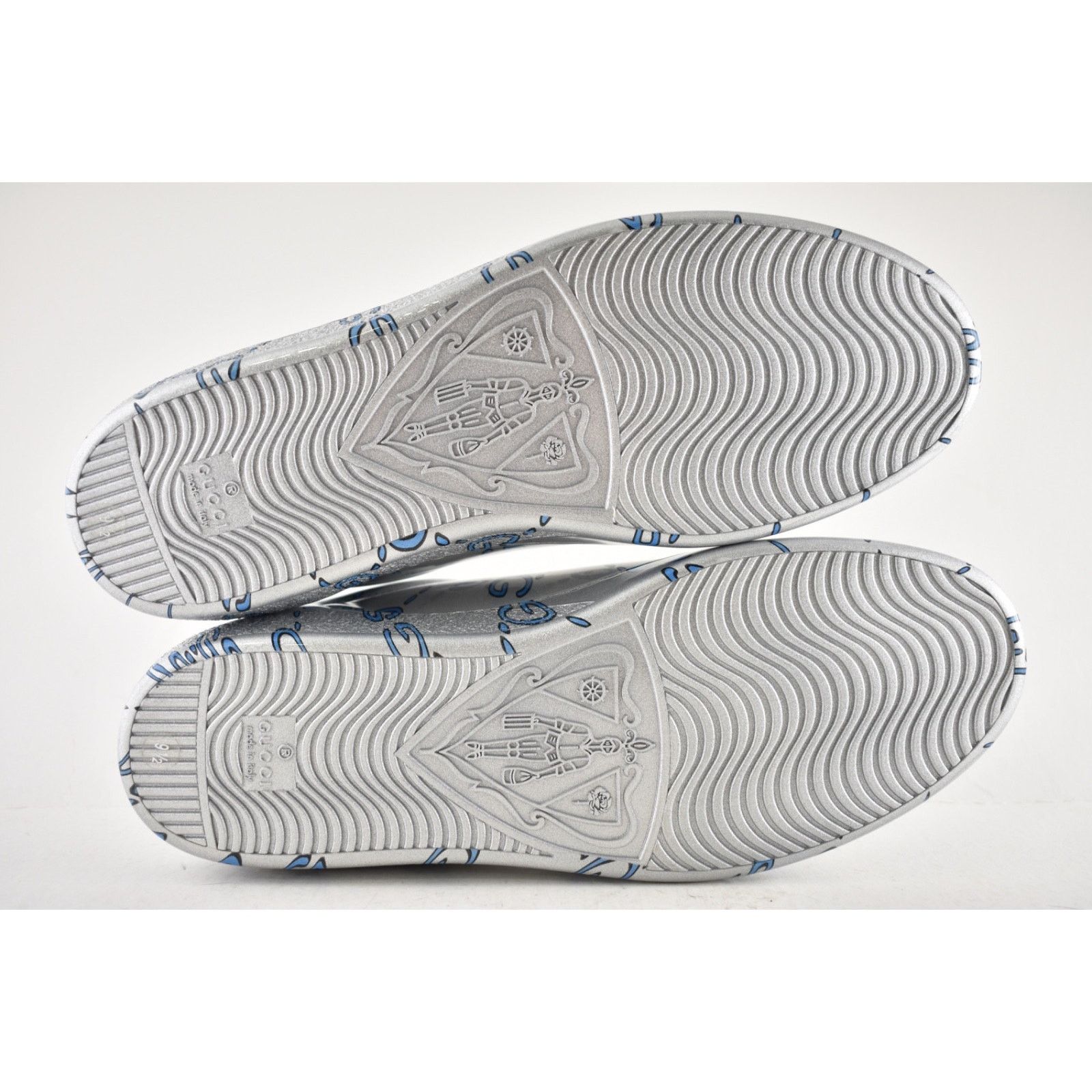 Gucci Gucci New Ace Silver Blue Ghost GG Leather Sneakers 9.5/10.5 Size US 10.5 / EU 43-44 - 15 Thumbnail
